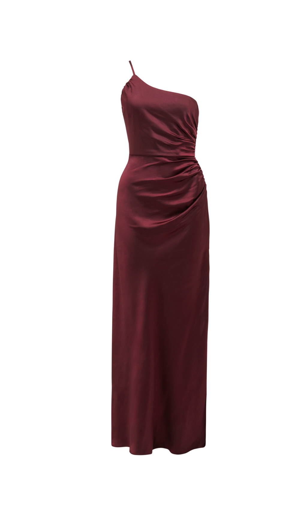 BORDEAUX ONE SHOULDER SATIN MAXI DRESS FOR EVENTS