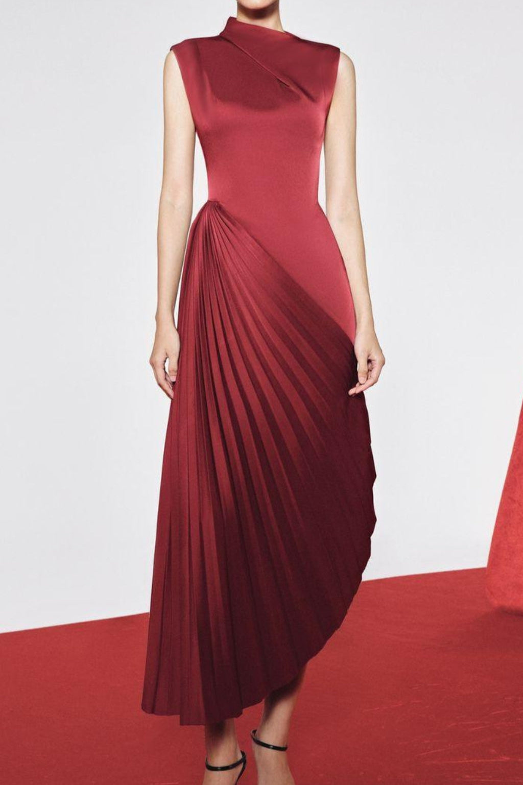 1_c1d9fe82-82bb-4016-a67a-b47a7b8f8dc4 RED PLEATED MIDI DRESS FOR WEDDING GUEST