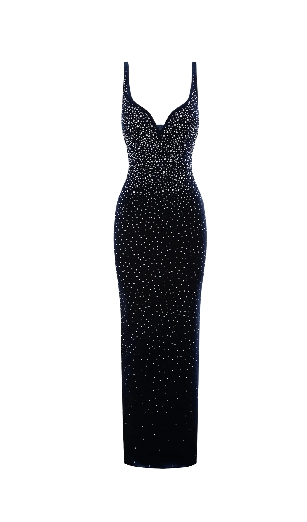 CRYSTAL VELVET SINGLET MAXI DRESS IN BLACK
