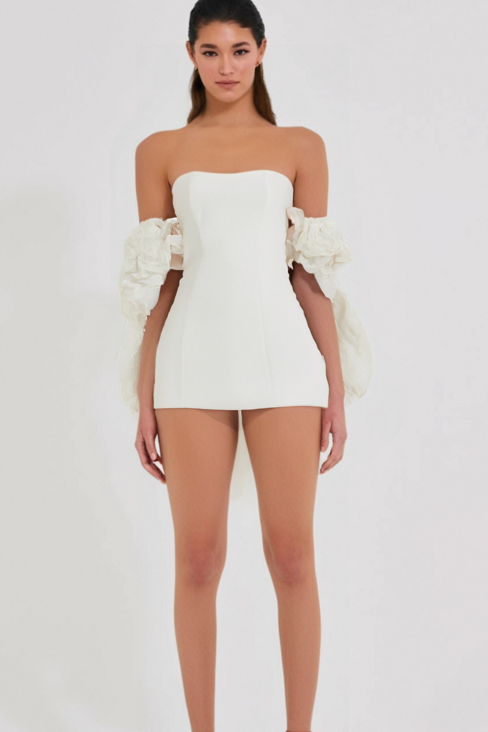LILIANE WHITE FLORAL BOLERO & DRESS WEDDING SET