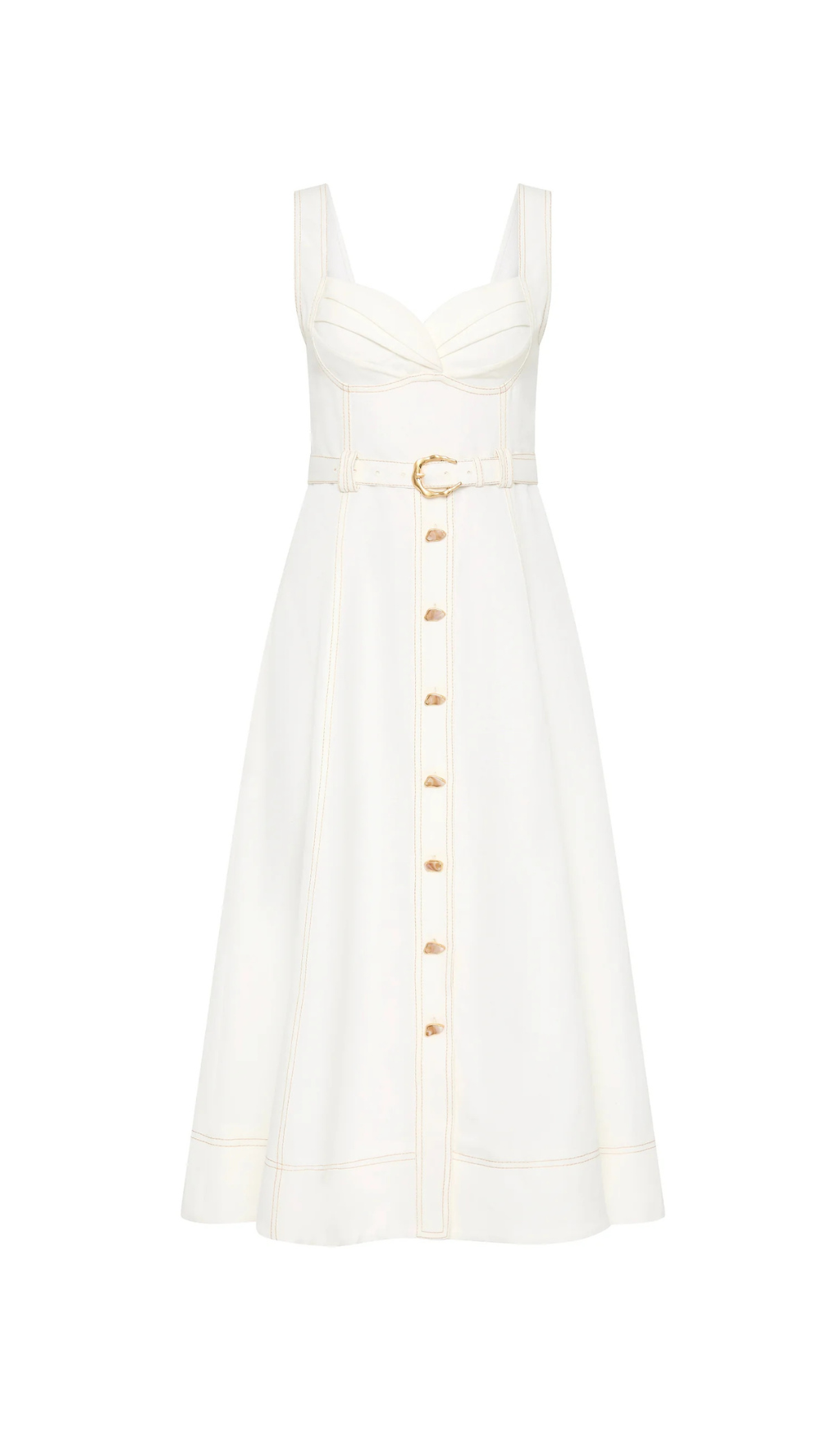 SWEETHEART BELTED MIDI DRESS IVORY WEDDING GUEST