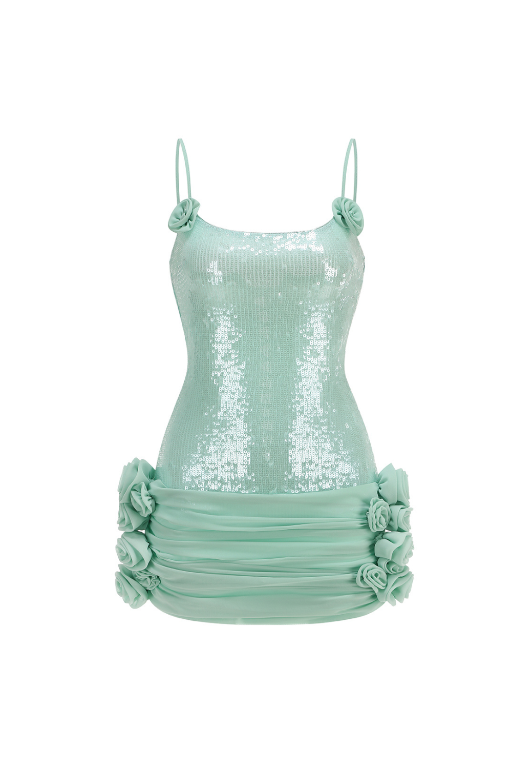 MOLLY MINT SEQUIN CHIFFON MINI DRESS FOR PARTY