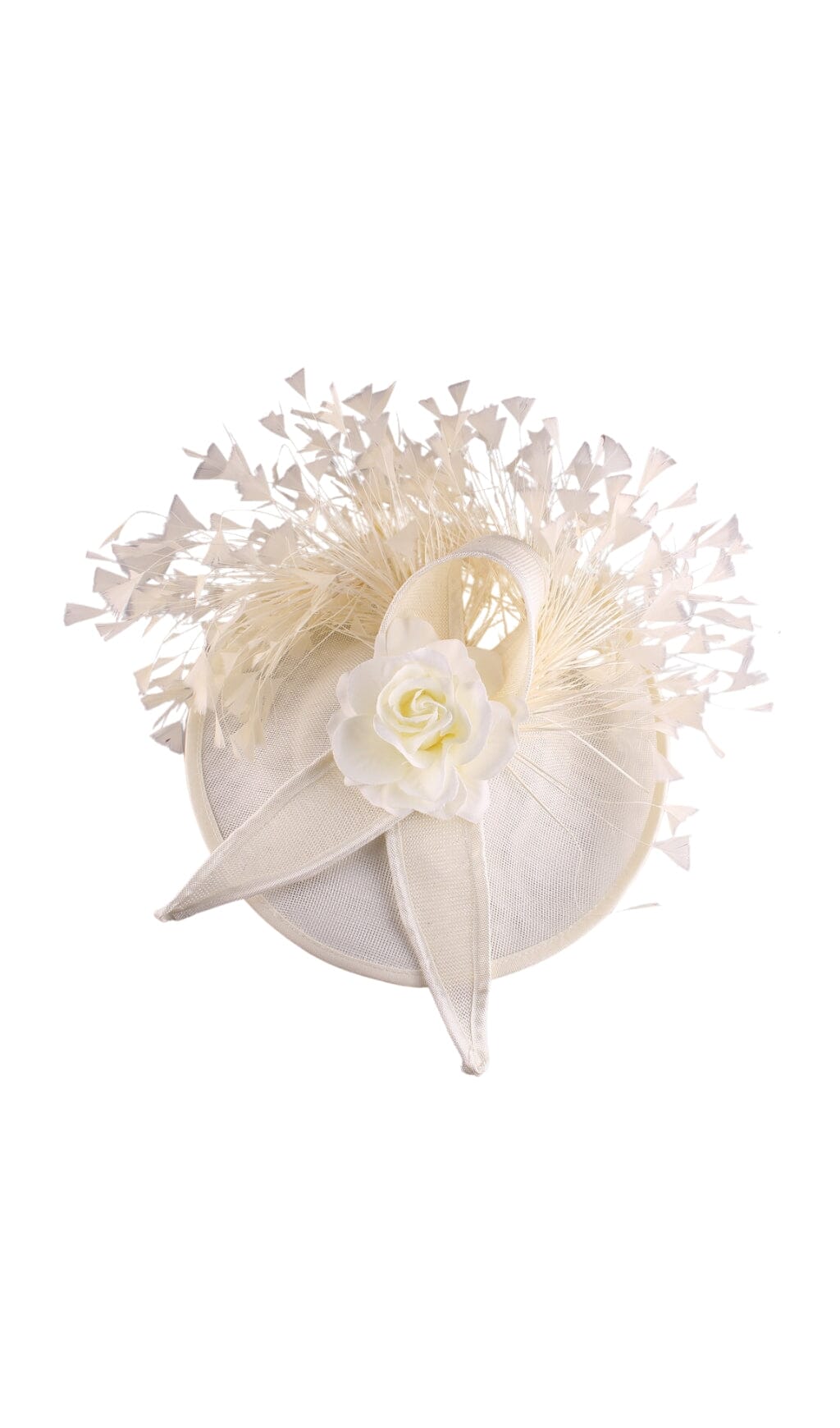 1_d1c236b1-edbb-474b-9308-745c03874b86 CREAM FEATHER FASCINATOR WEDDING PARTY HAT