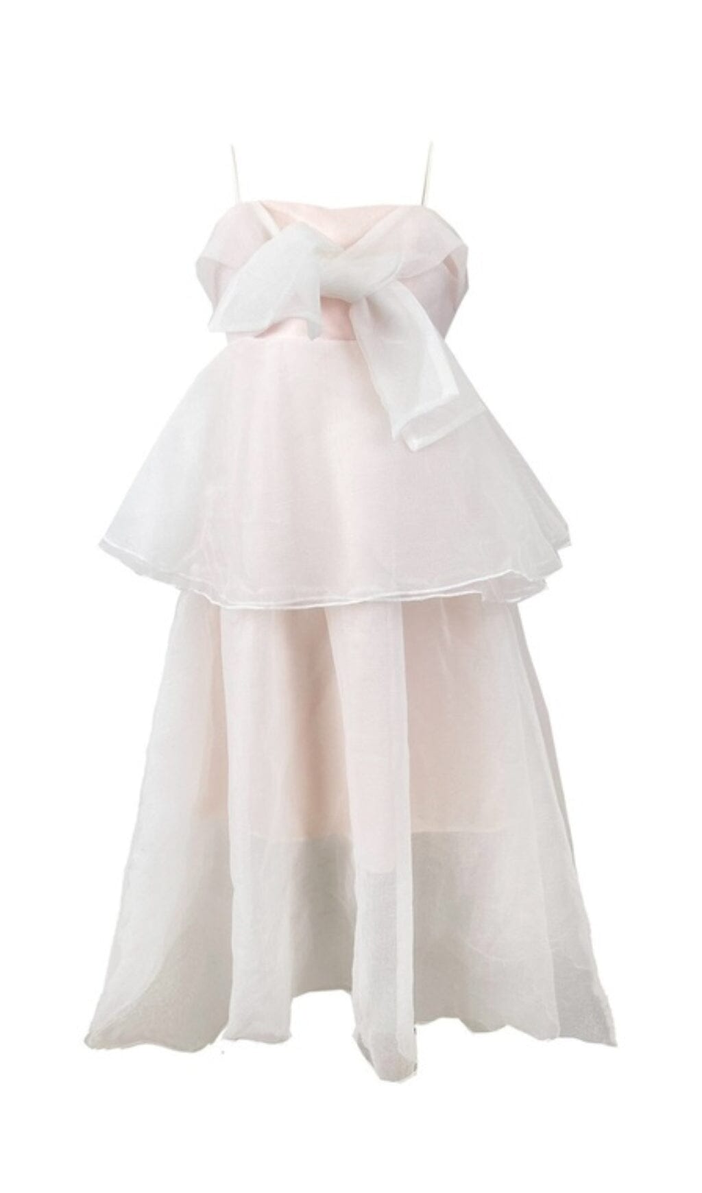SUSPENDER BOW STRAPLESS WHITE SEERSUCKER DRESS