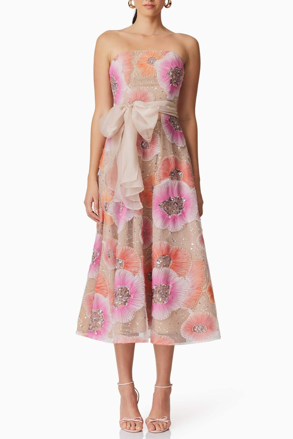 1_d8888ab1-4c91-421c-8f36-0dd7f4856eed STRAPLESS FLOWER SEQUIN MIDI DRESS FOR PARTY