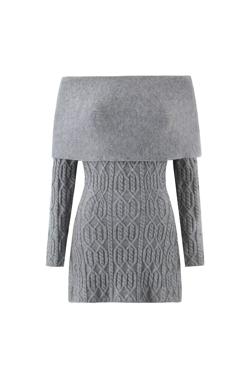GWENDOLYN OFF-SHOULDER KNIT MINI DRESS GREY