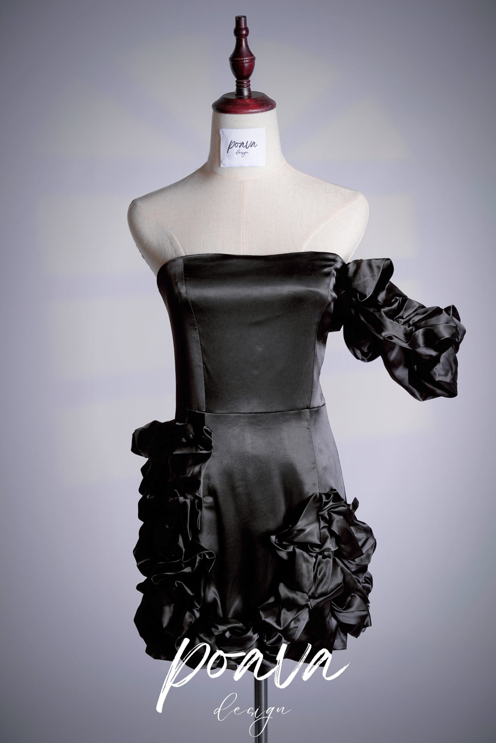 ONE SHOULDER BLACK MINI DRESS FOR PARTY