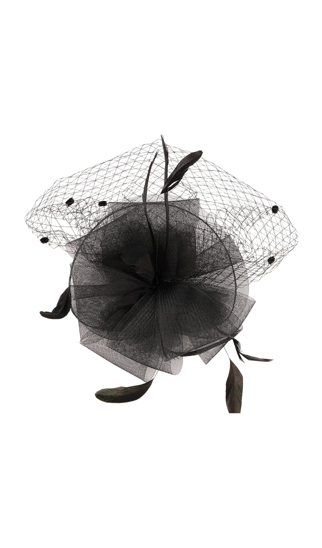 1_dbb58af6-02bf-4ec2-9e75-e40104e9dcc0 MESH COCKTAIL HAT WITH VEIL, VINTAGE WEDDING FASCINATOR