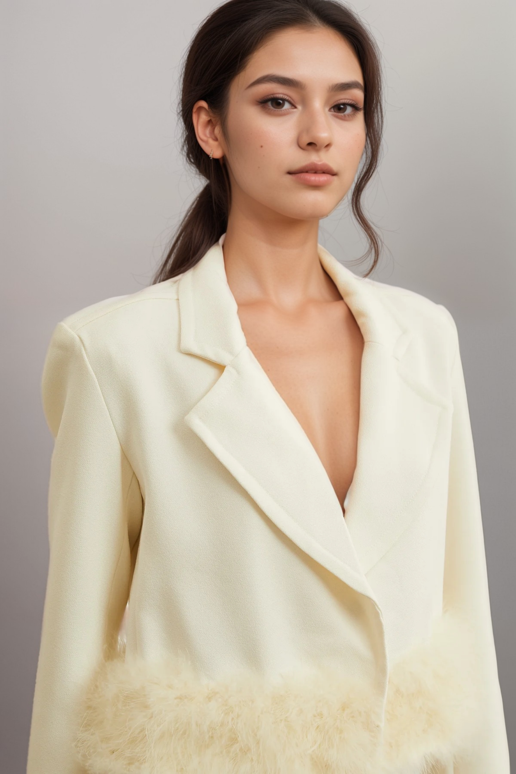 VALÉRIE FEATHER HEM BLAZER SKIRT SET