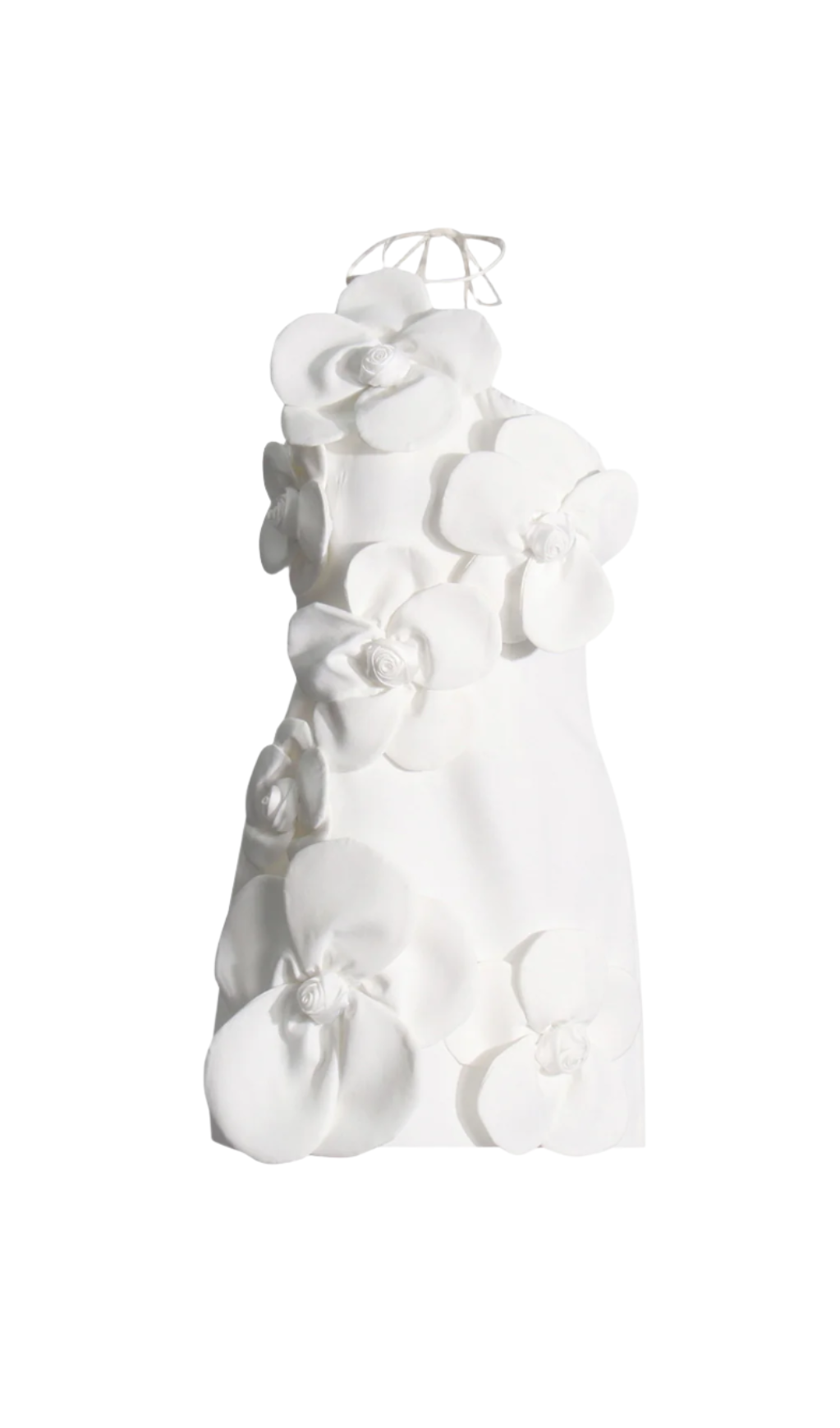 WHITE FLORAL HALTER MINI DRESS FOR WEDDING GUEST