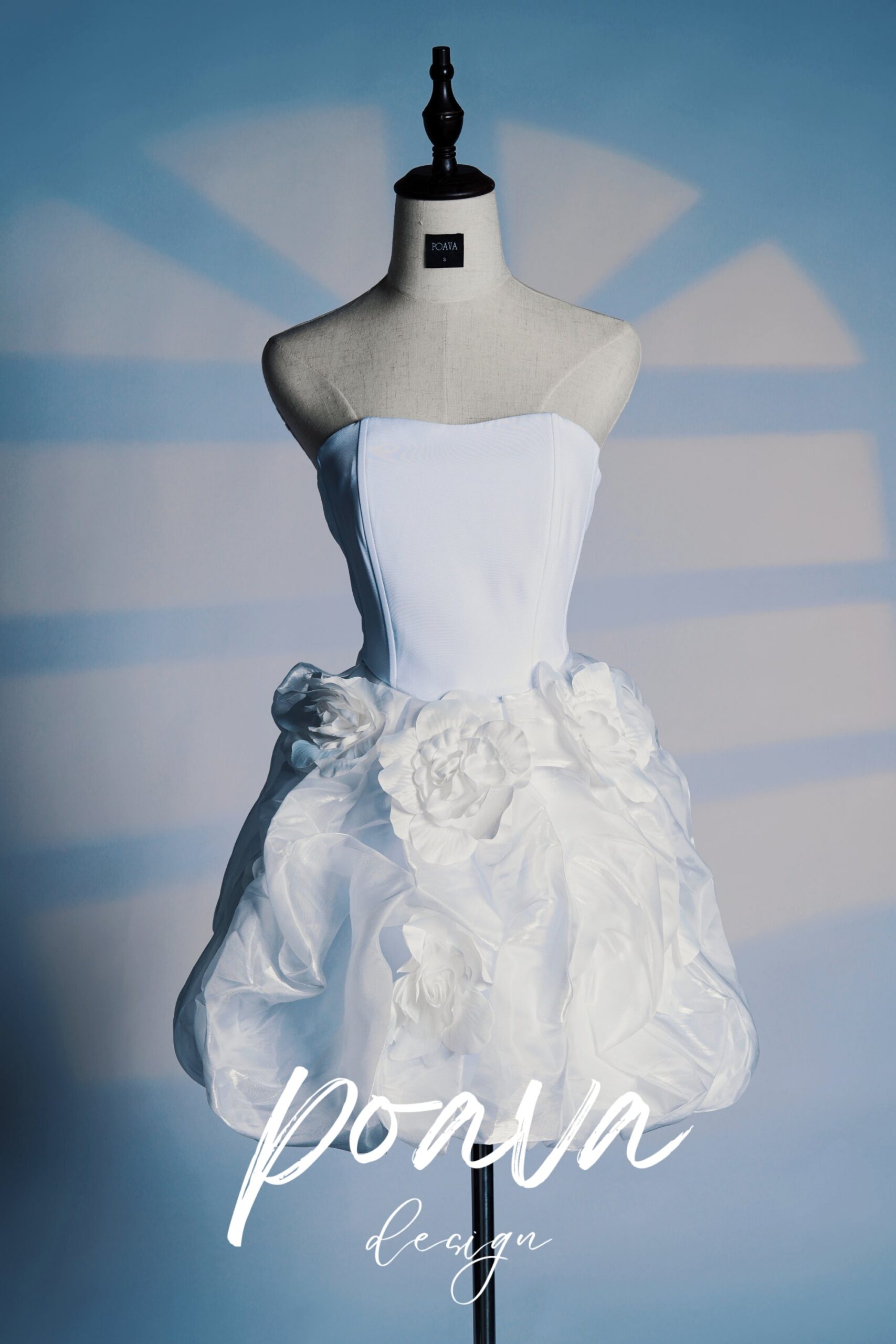 FLORAL LACE STRAPLESS MINI WHITE WEDDING DRESS