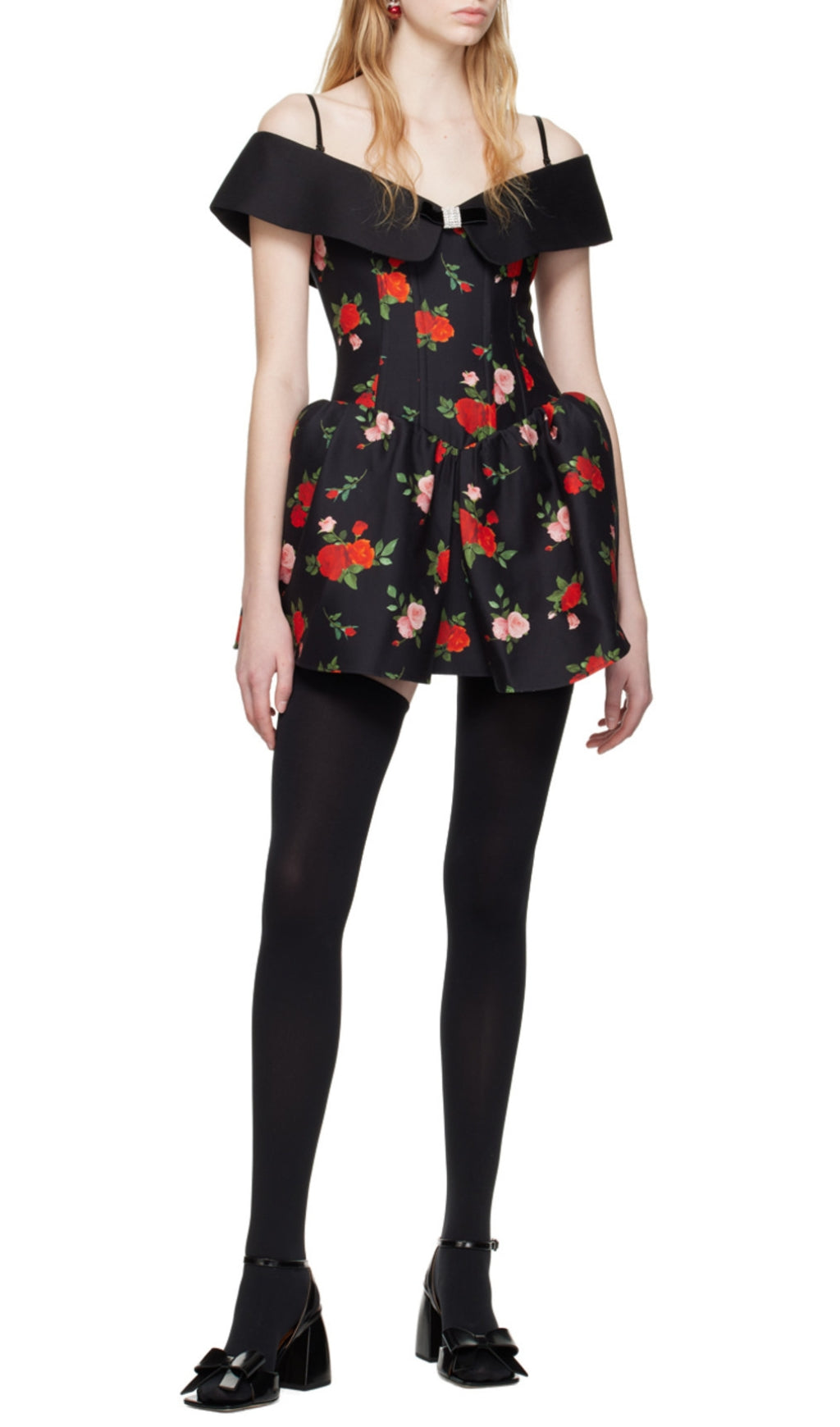 BLACK FLORAL MINI DRESS FOR COCKTAIL PARTY