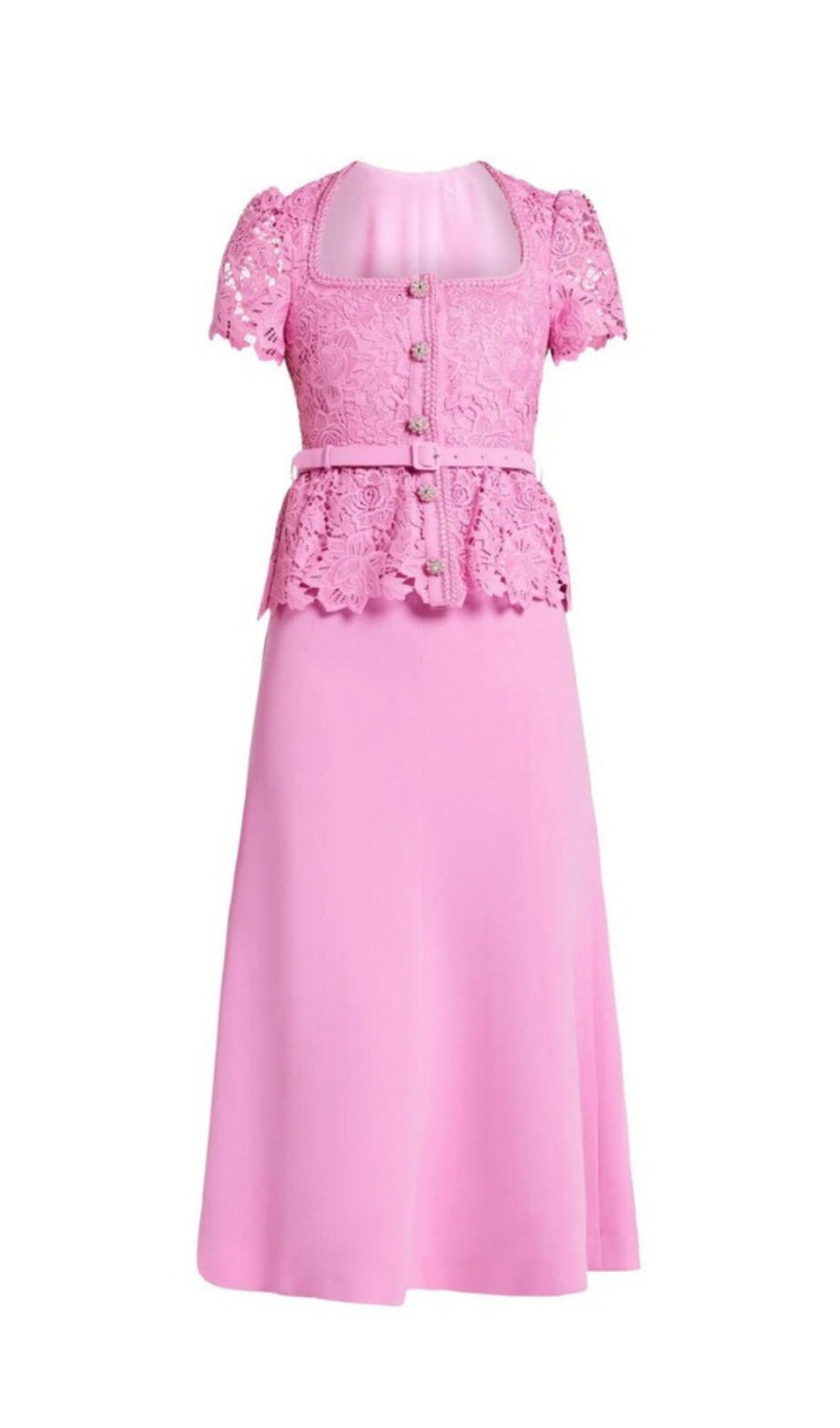 PINK LACE BODYCON MIDI DRESS FOR PARTY
