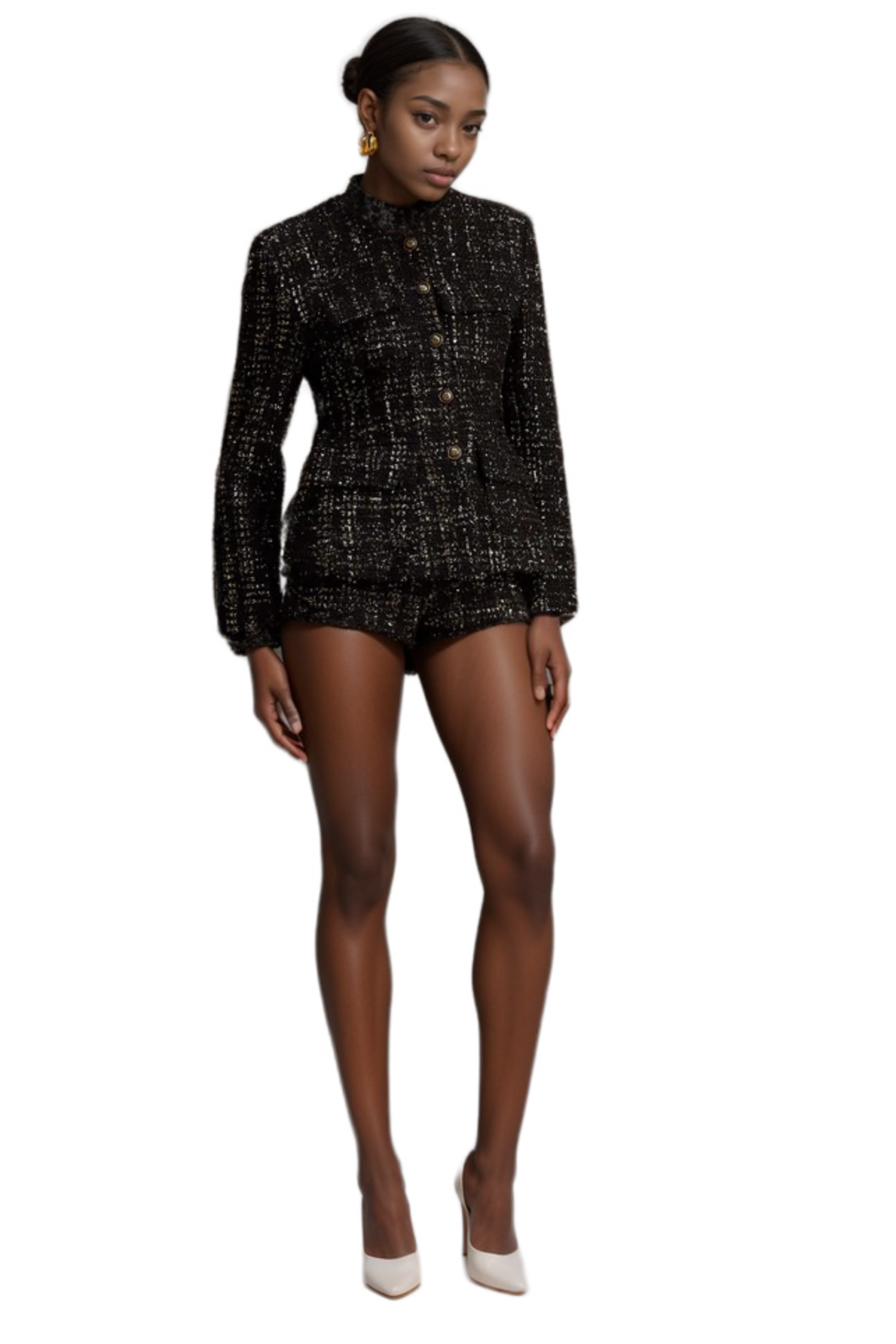 LUXE METALLIC TWEED SET: BLAZER & SHORTS