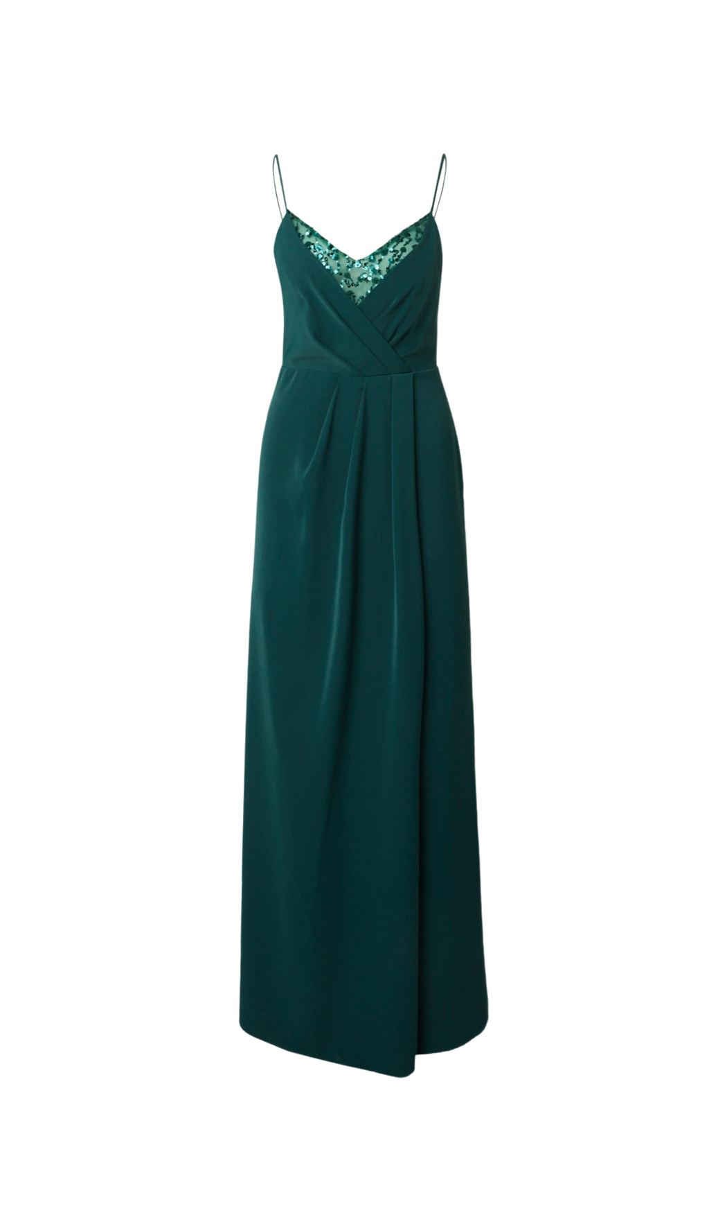 CRYSTAL PLEATED MAXI DRESS GREEN FORMAL GOWN