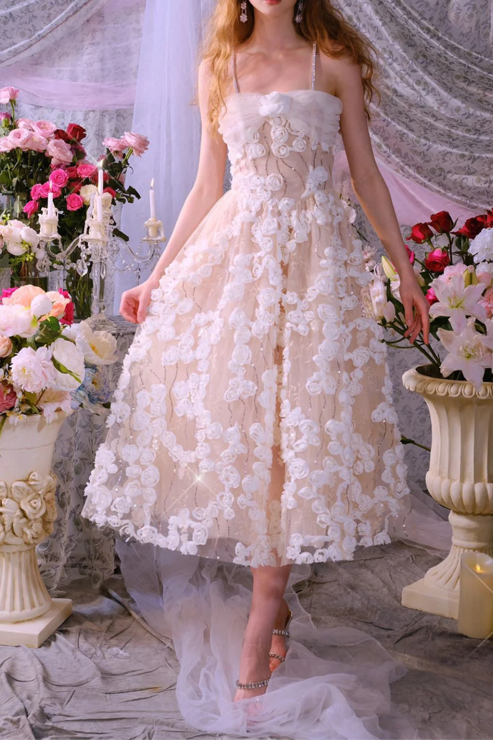 GLAM RHINESTONE CHAIN MAXI DRESS, WHITE, WEDDING GUEST