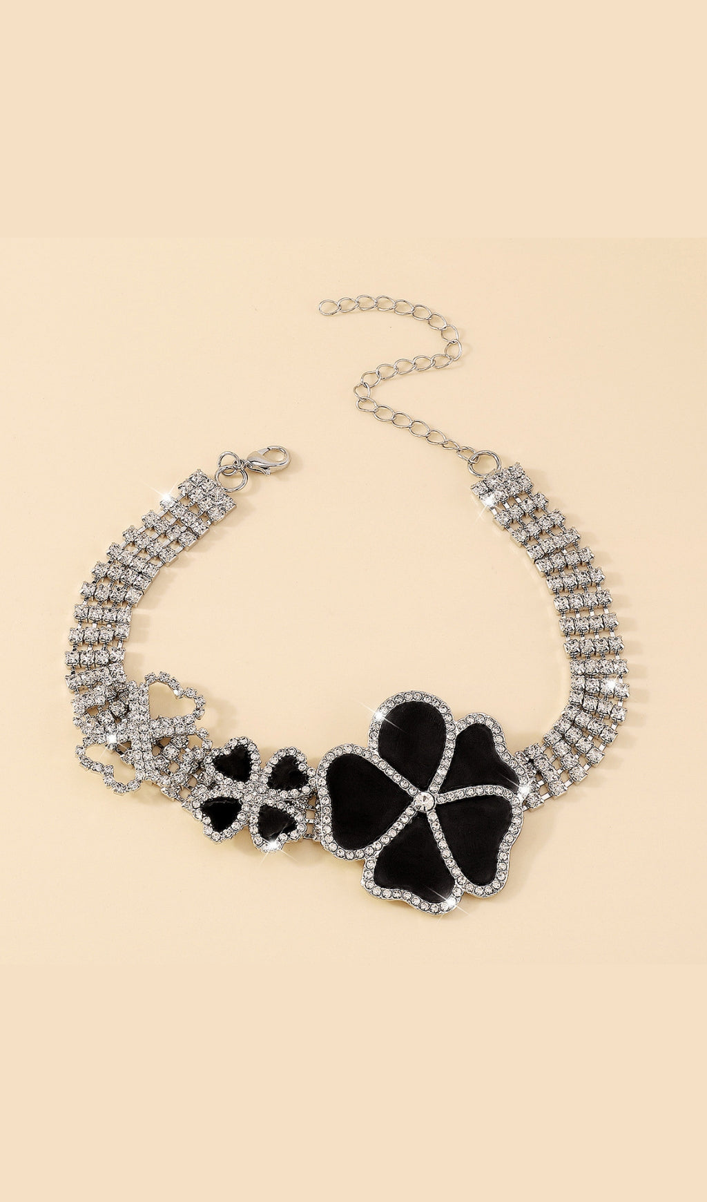 GEOMETRIC FLOWER CRYSTAL CHOKER FOR EVENING