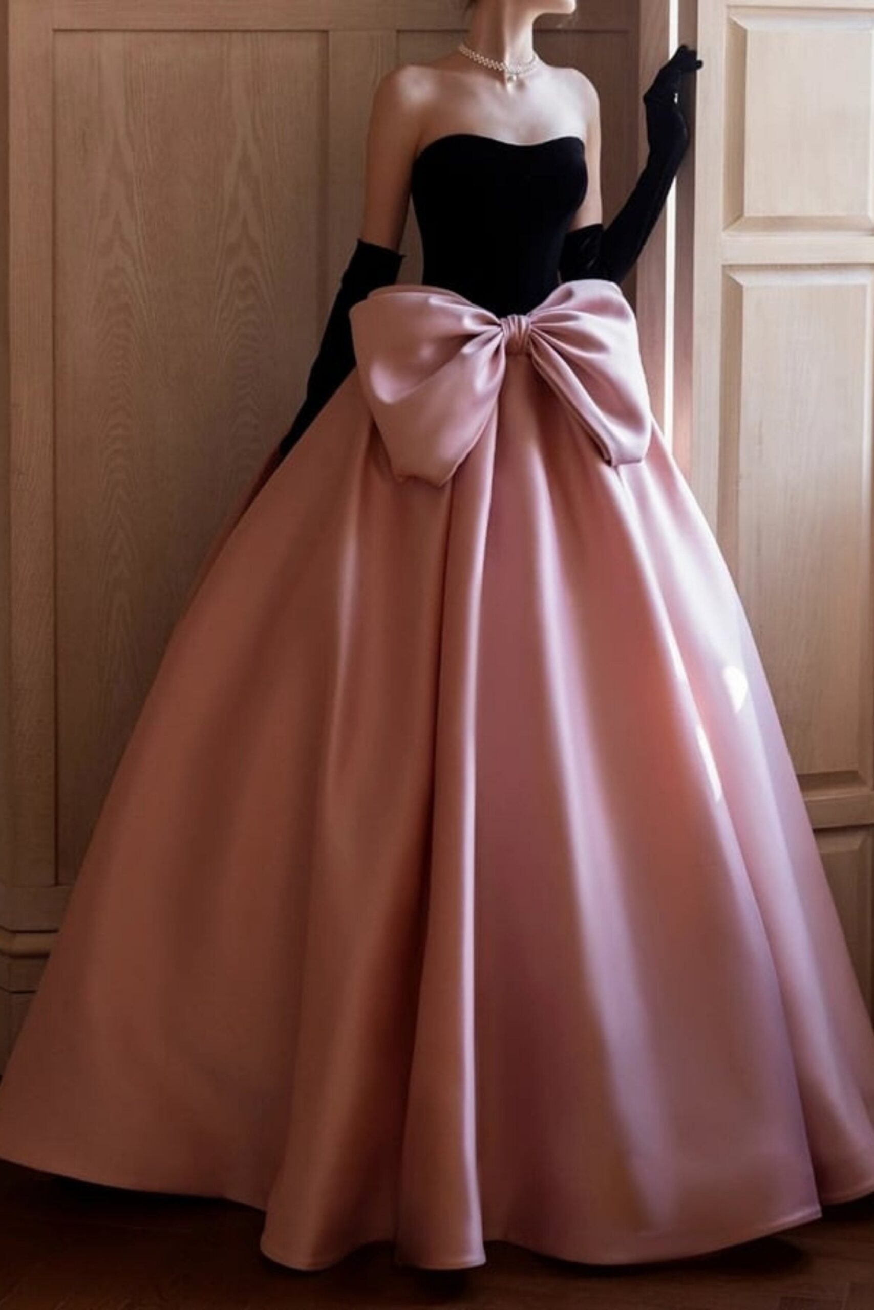 A-LINE VELVET SATIN PINK COCKTAIL DRESS