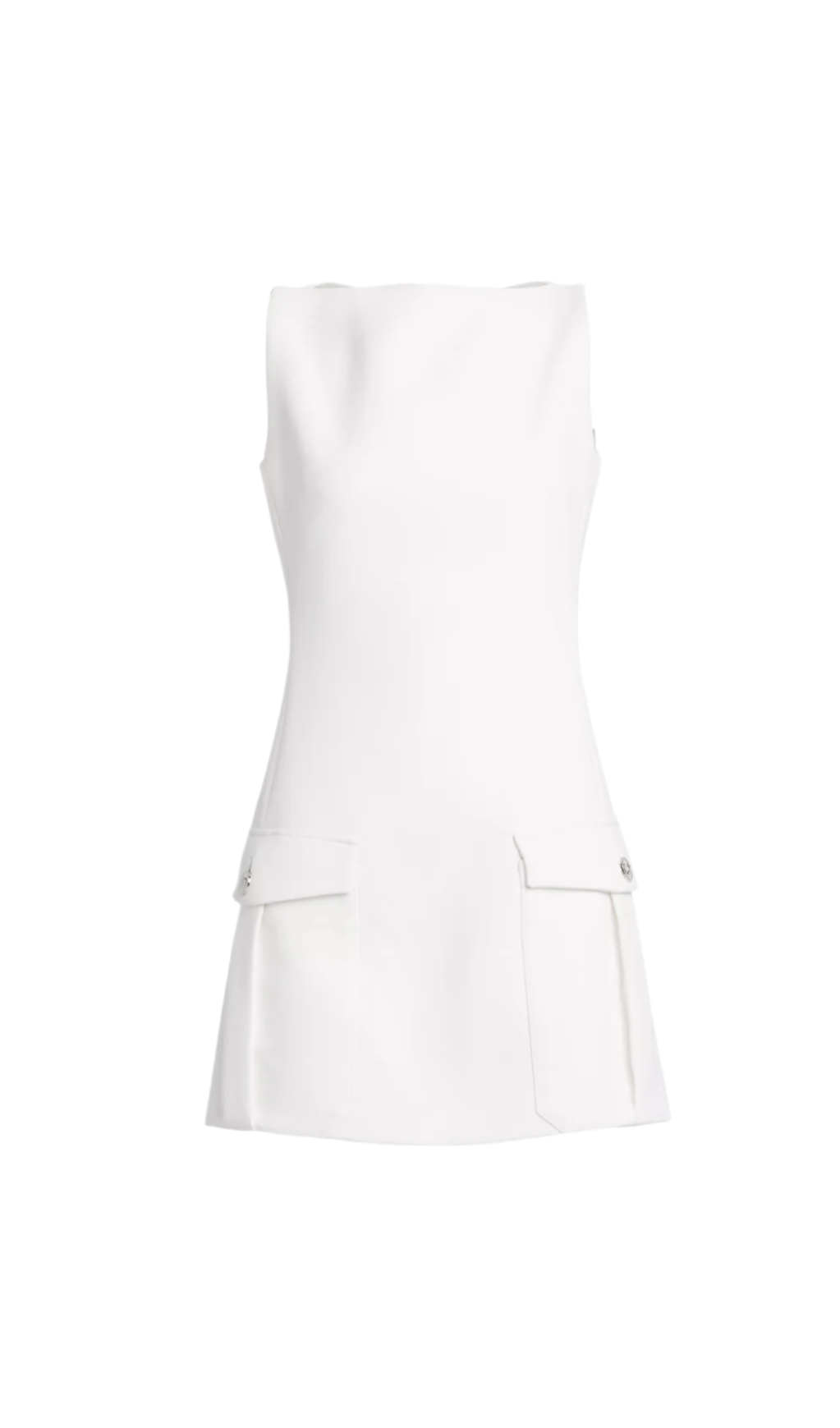 STRETCH CREPE STRAPLESS WHITE MINI DRESS