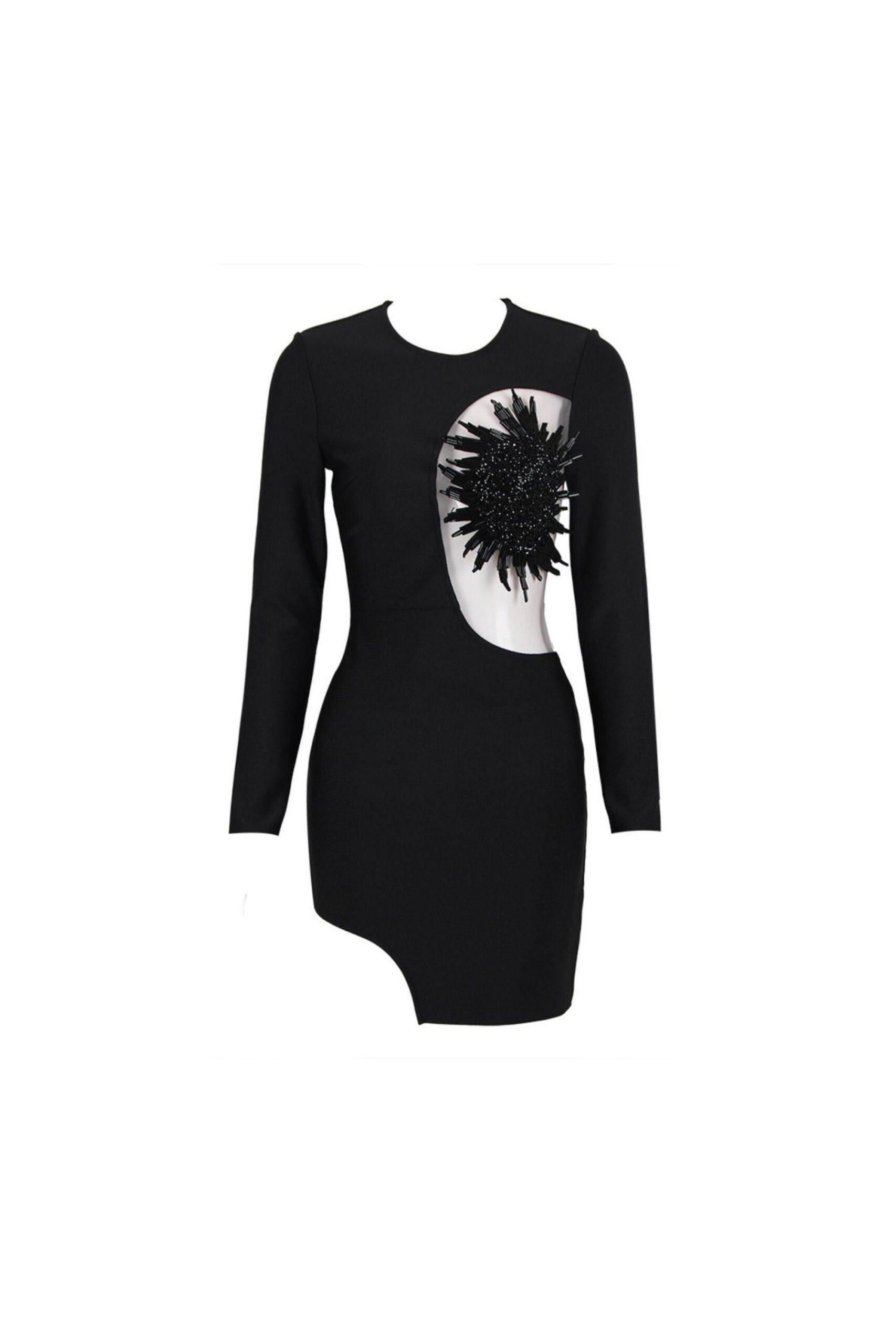 EMBELLISHED BANDAGE MINI DRESS, BLACK, COCKTAIL PARTY