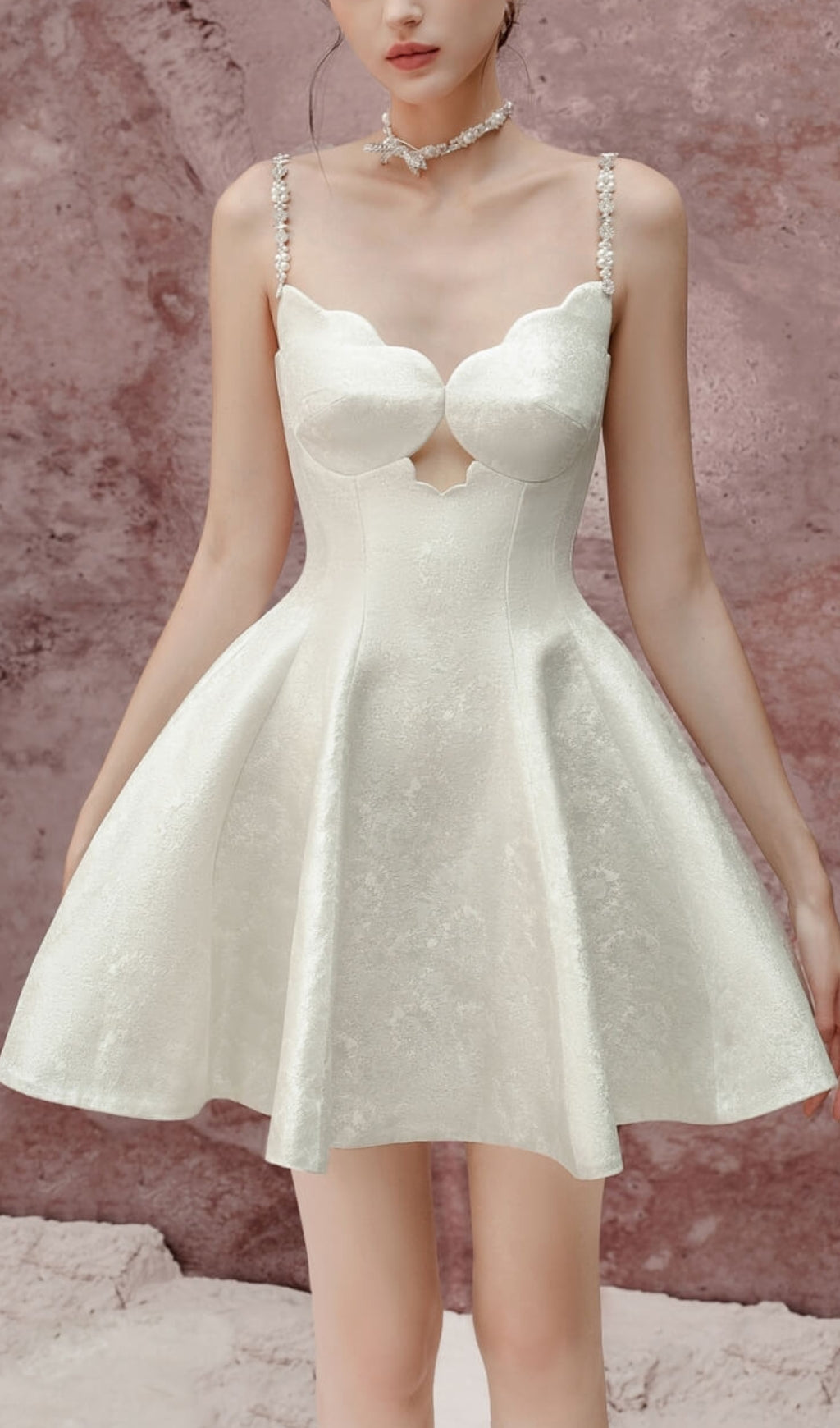 FLARE JACQUARD MINI DRESS FOR PARTY