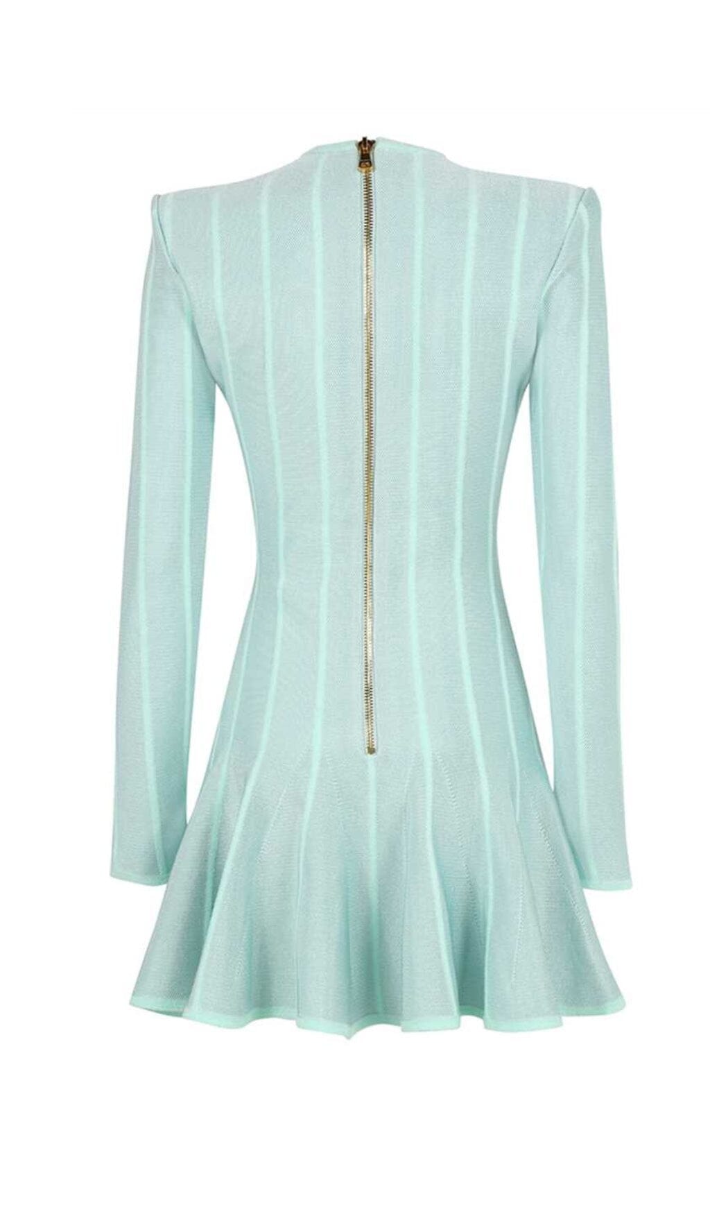 BUTTON MESH MINI DRESS IN MINT