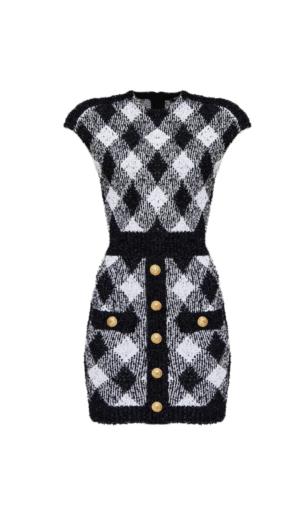 BUTTON PLAID TEXTURE MINI DRESS, CASUAL