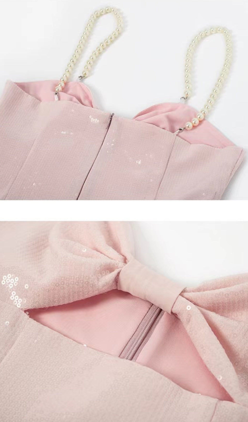 PEARL STRAPPY SATIN MINI DRESS PINK