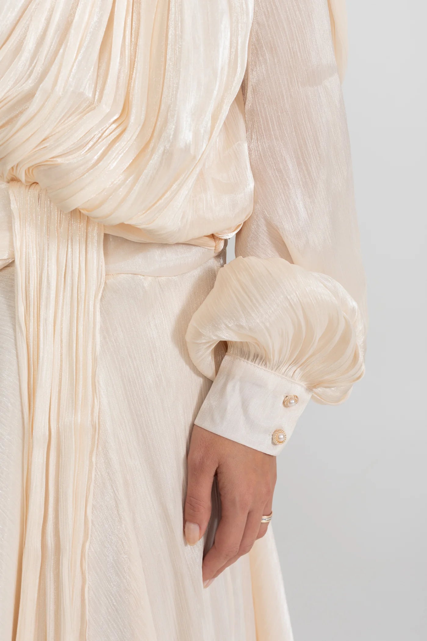 IVORY PUFF SLEEVE PLEATED MAXI DRESS, BOHO WEDDING