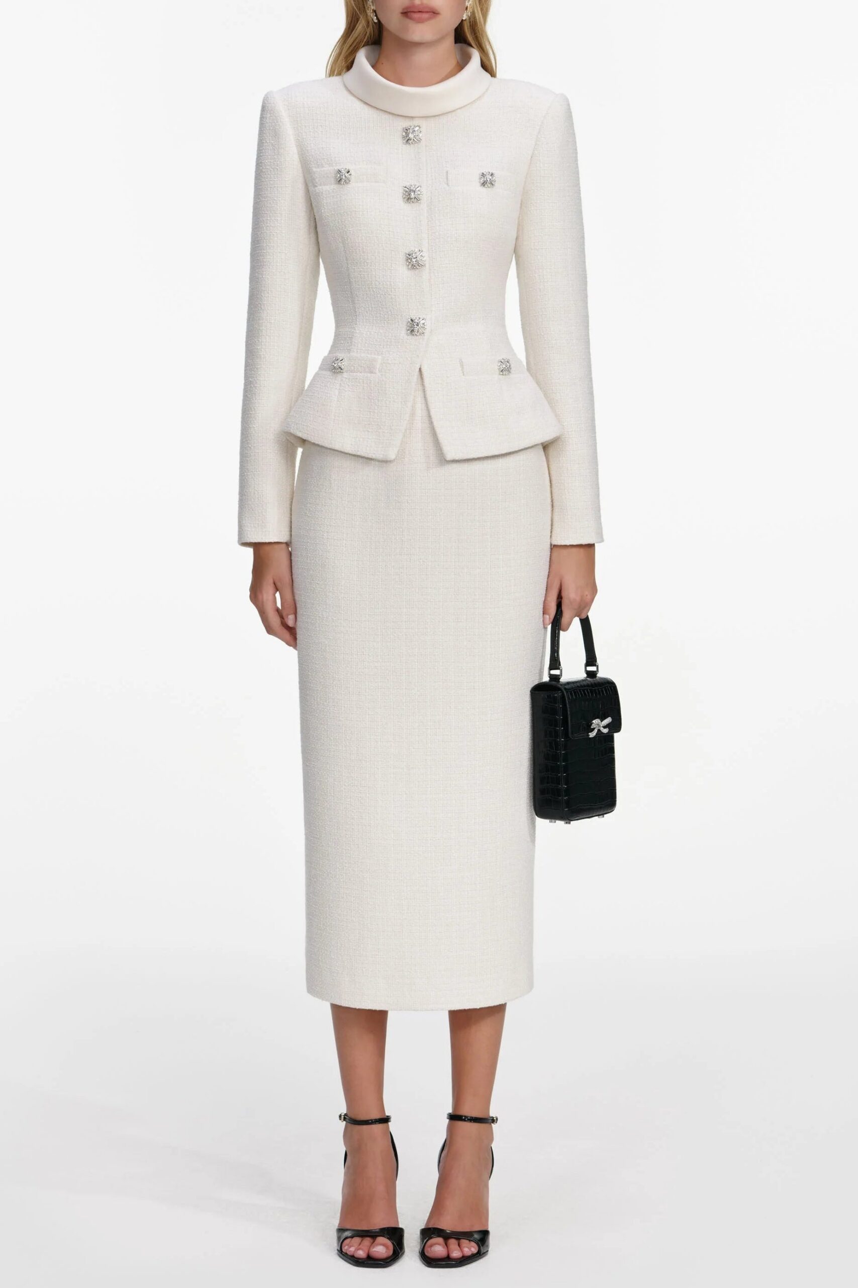 MICHAELIA CREAM BOUCLE TAILORED MIDI DRESS SET