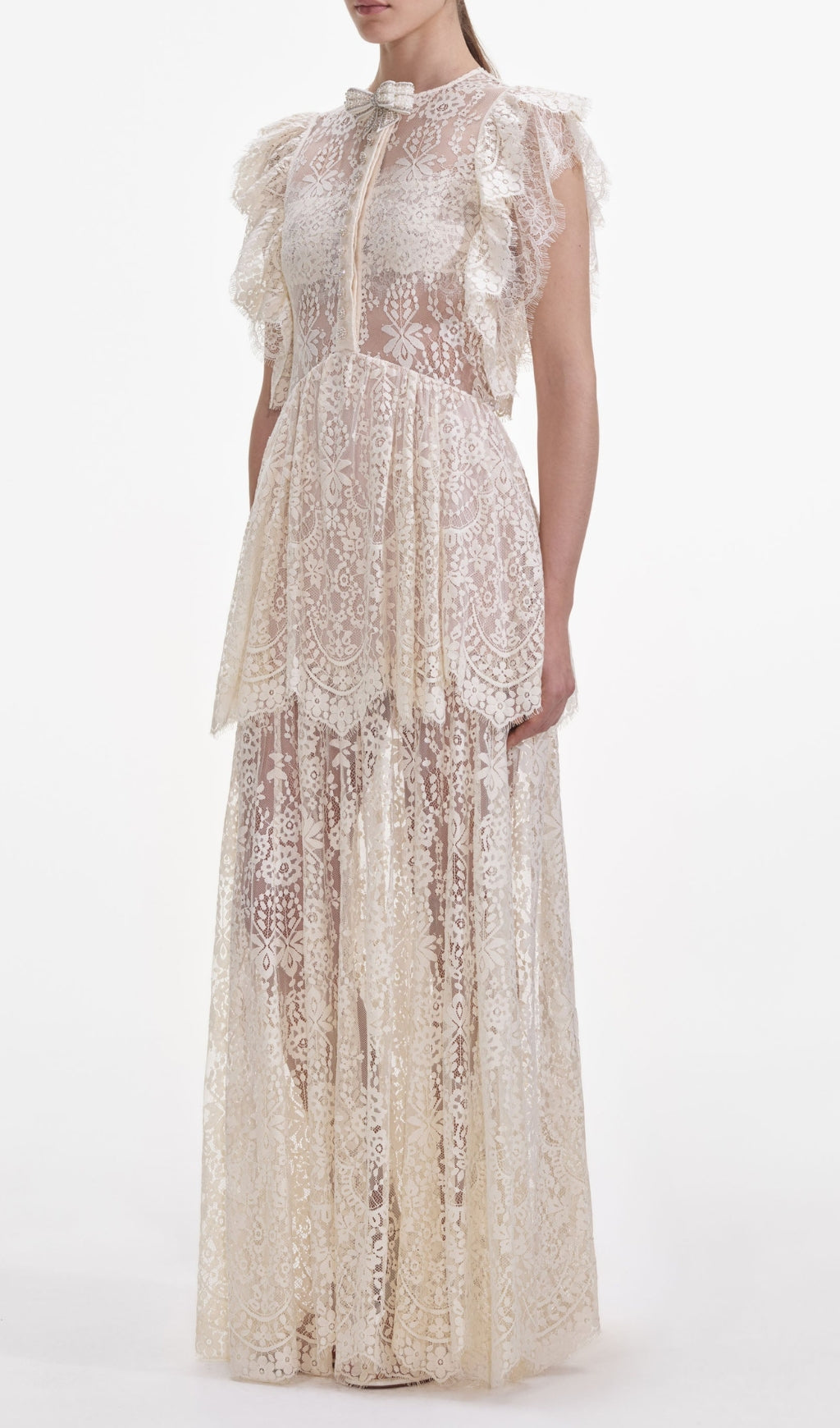 LACE TIERED MAXI DRESS FOR WEDDING GUEST