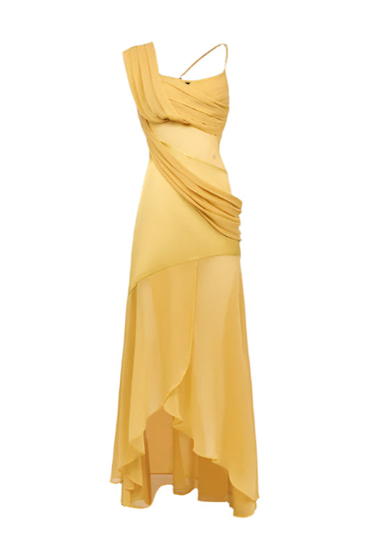 VICTORIA BACKLESS YELLOW MAXI DRESS FOR EVENING
