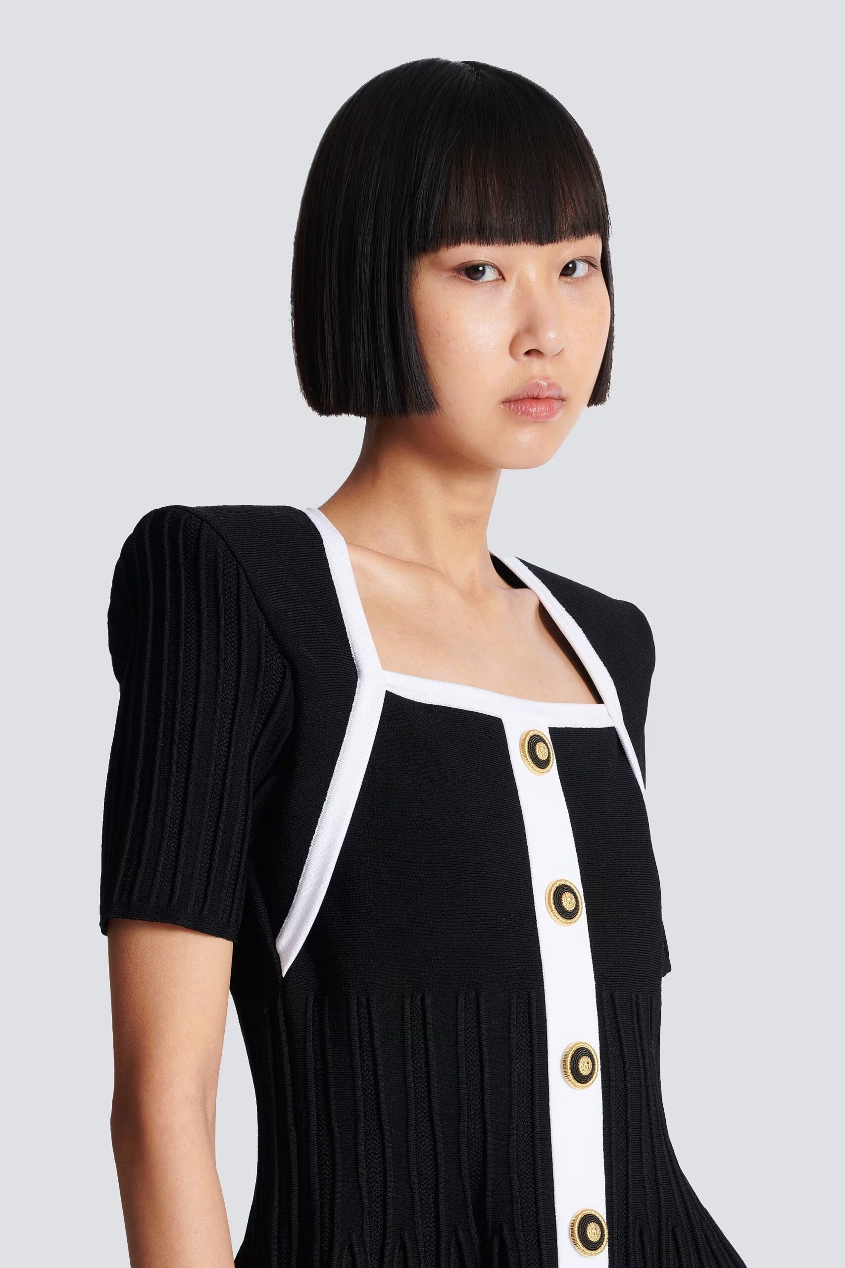 TWO-TONE A-LINE KNIT DRESS FOR WORK