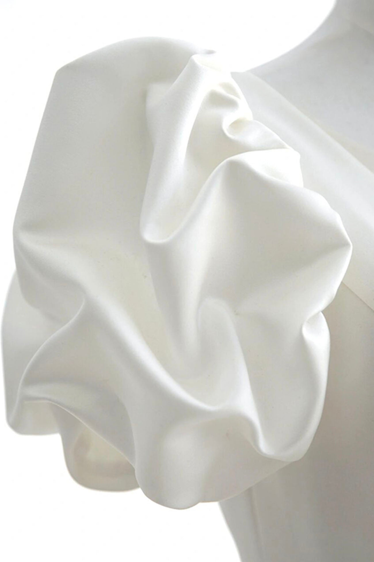 CLASSIC WHITE SATIN A-LINE V-NECK SHORT DRESS