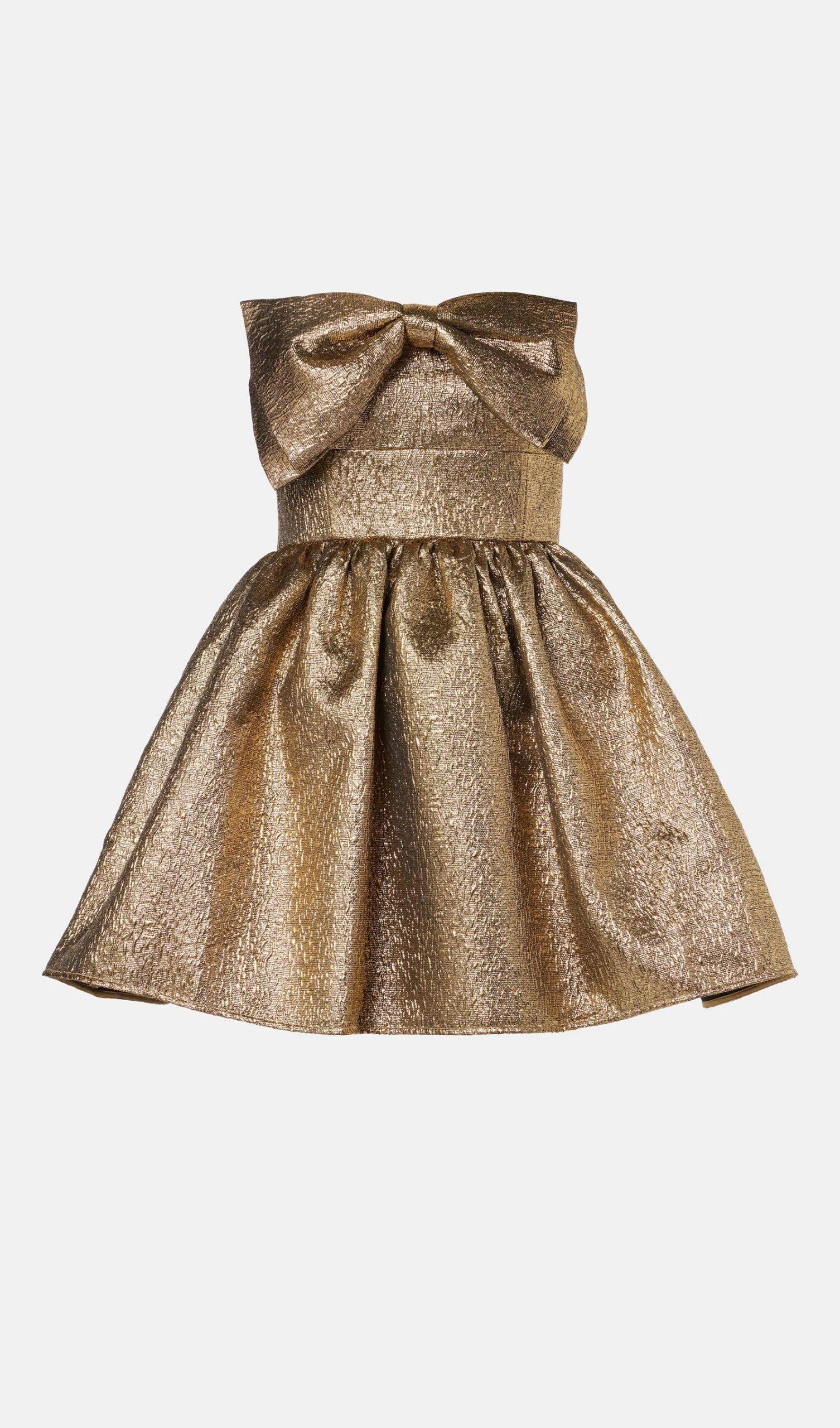 GOLD METALLIC JACQUARD MINI PARTY DRESS