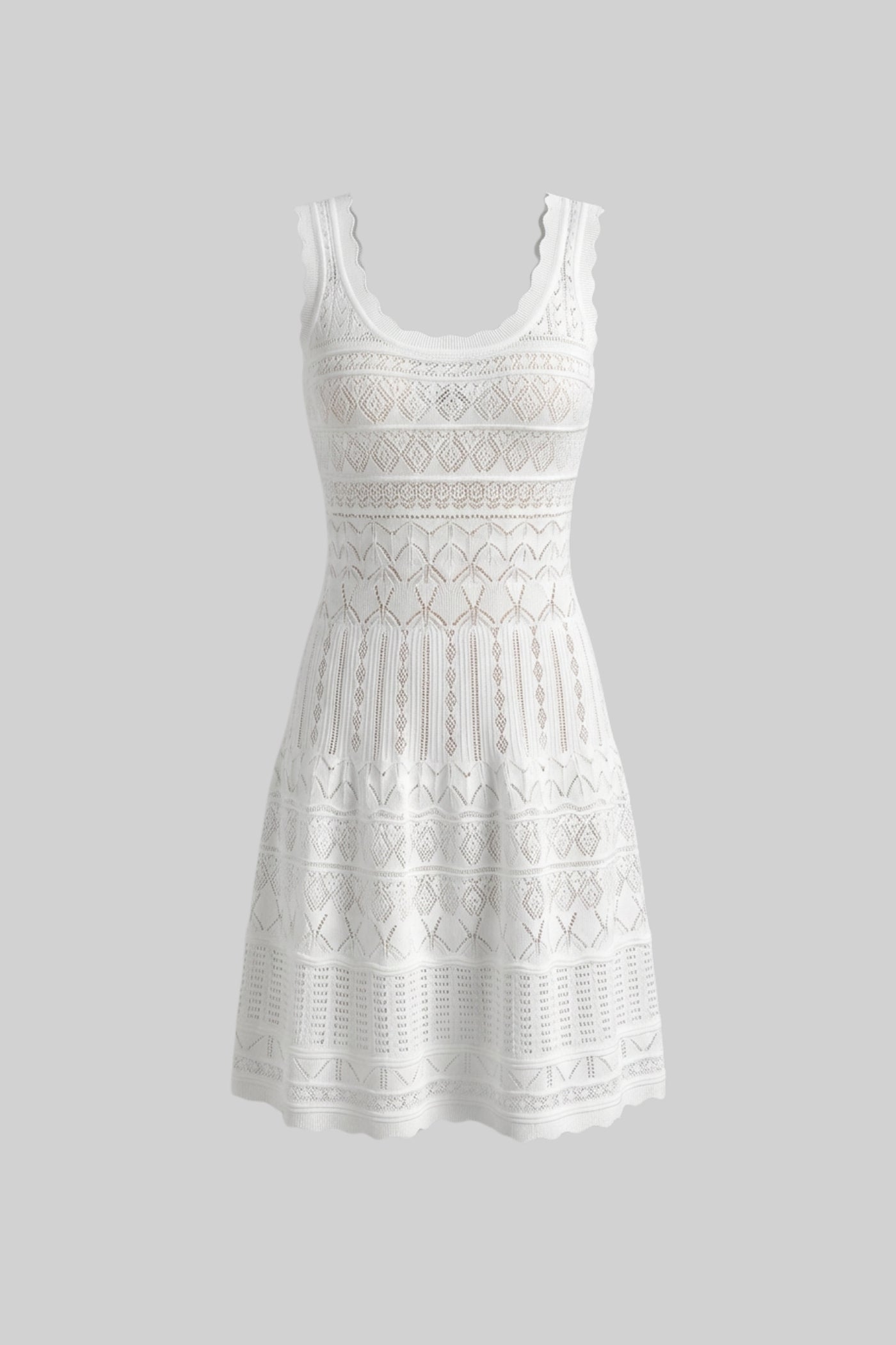 SLEEVELESS WHITE LACE MINI DRESS FOR PARTIES
