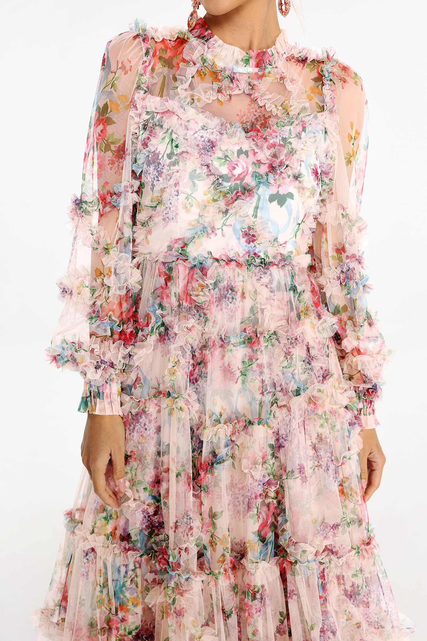 WINONA PRINT MESH MIDI DRESS, BOHO WEDDING GUEST