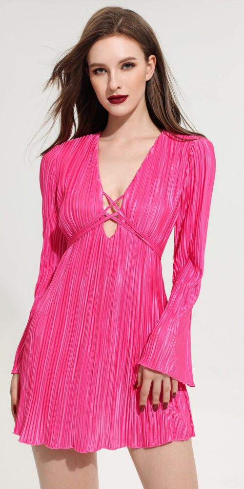 V-Neck Petal Sleeve Mini Dress V-Neck Petal Sleeve Mini Dress