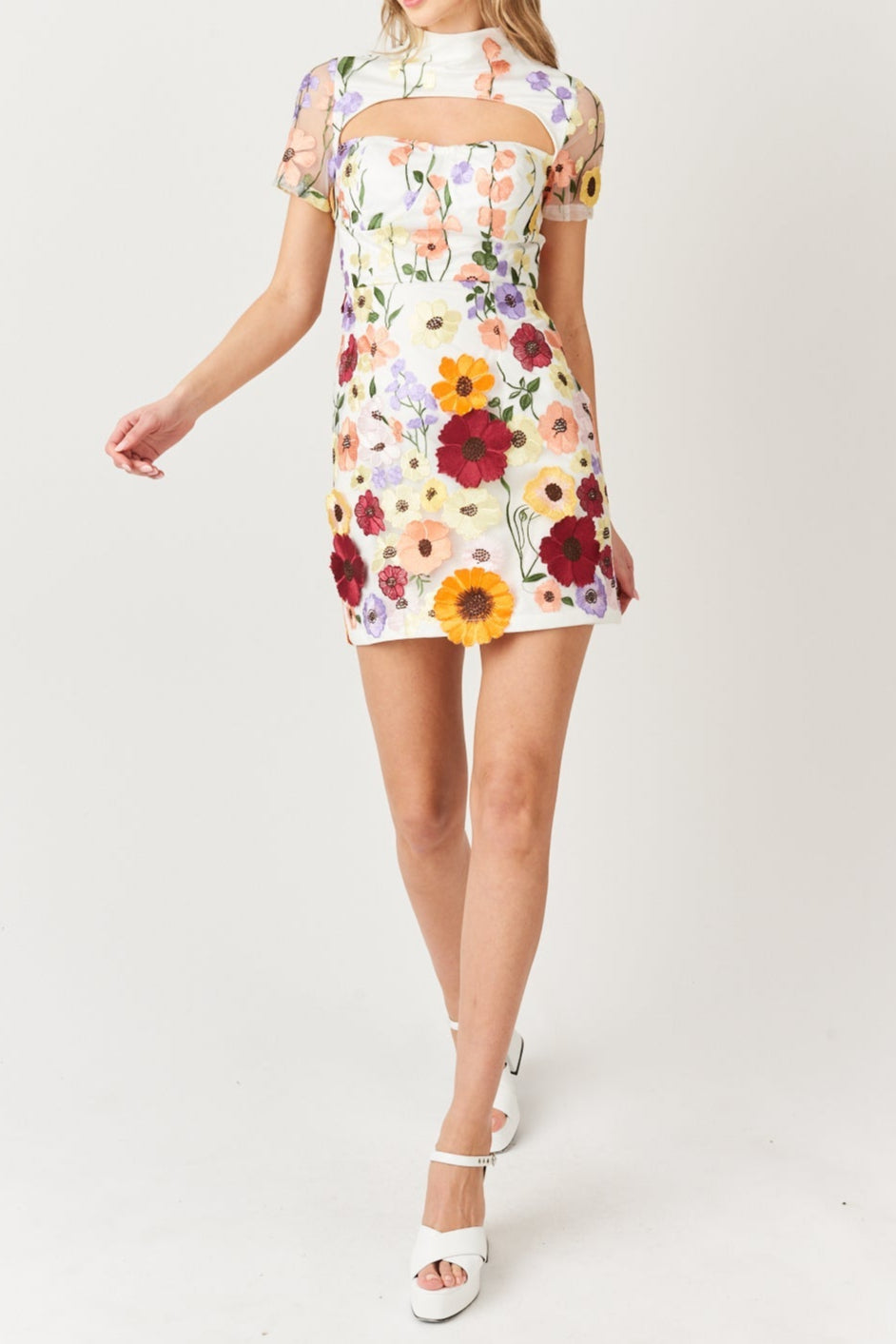 FLORAL PRINT MINI DRESS, SHORT SLEEVE, SUMMER PARTY