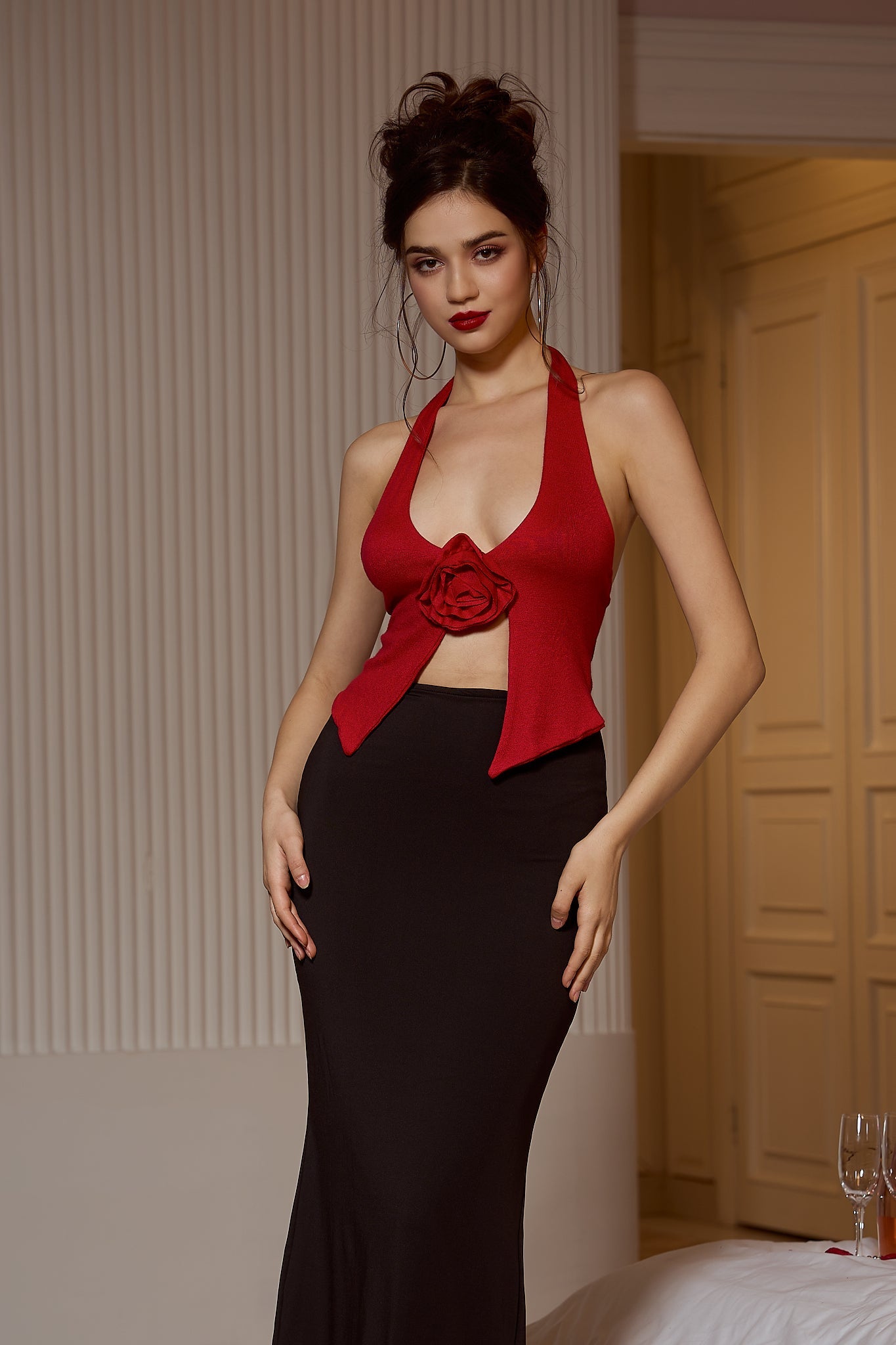 RISSAH ROSE HALTER TOP | FLORAL DATE NIGHT