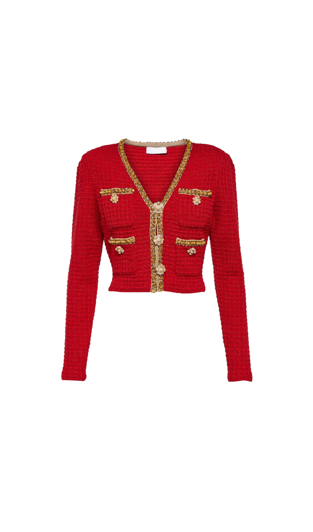RED V-NECK KNIT CARDIGAN FOR WORK