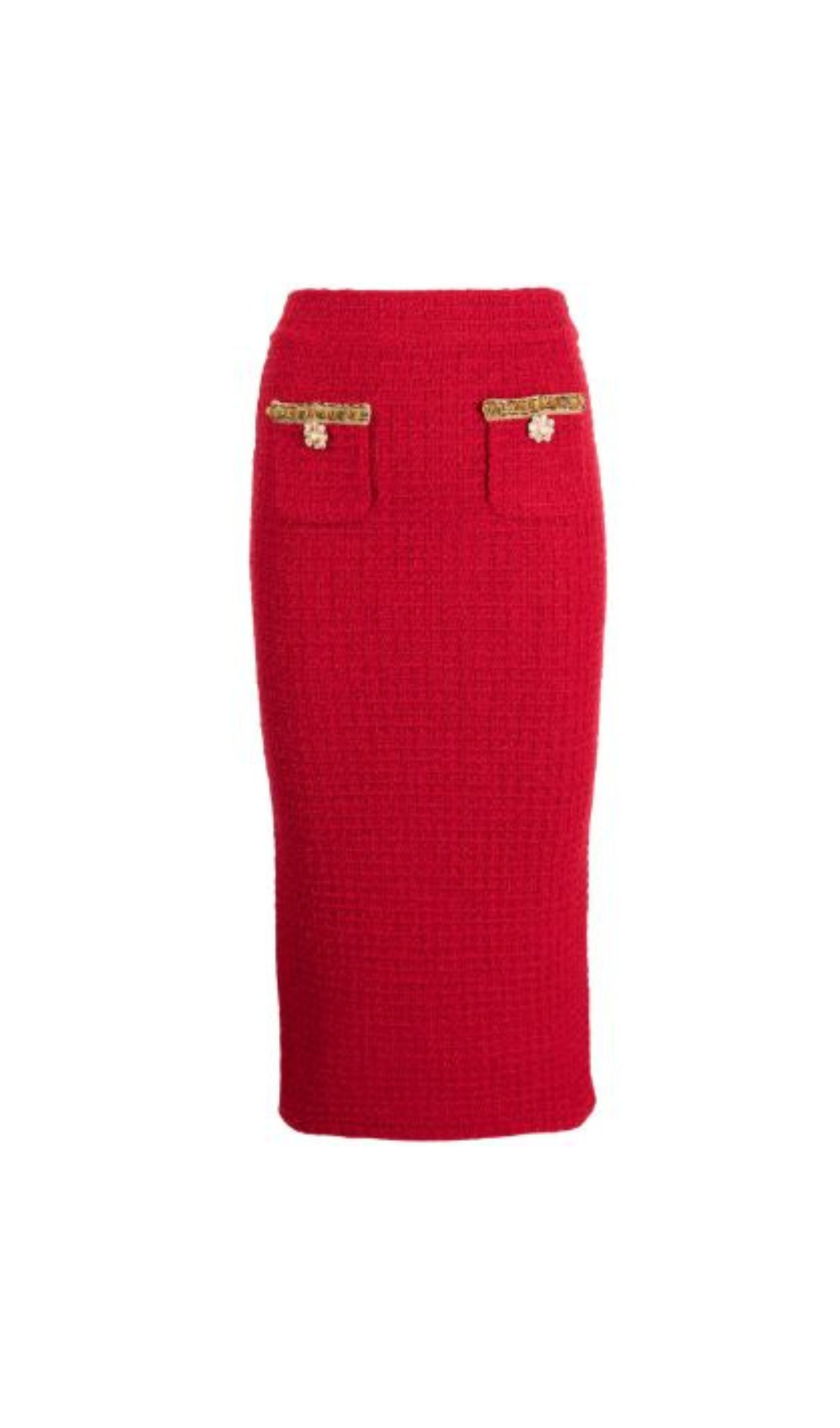 RED KNIT MIDI SKIRT FOR WINTER