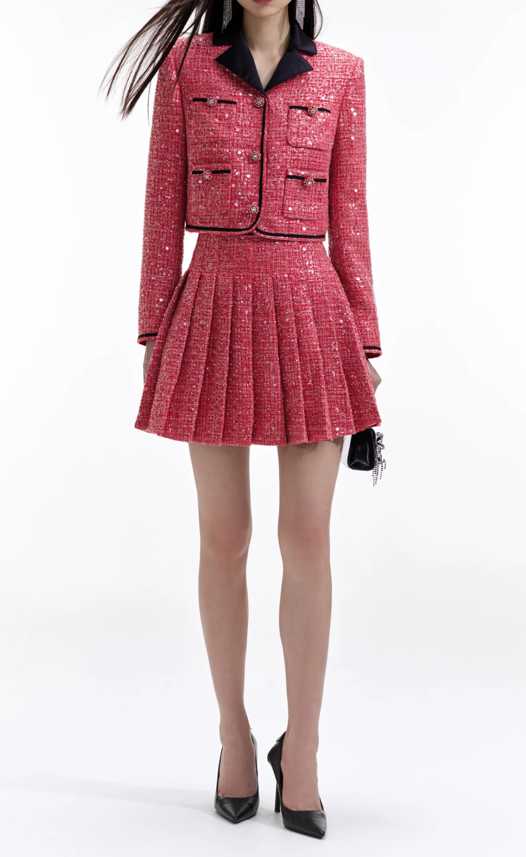 RED BOUCLE BLAZER FOR EVENTS