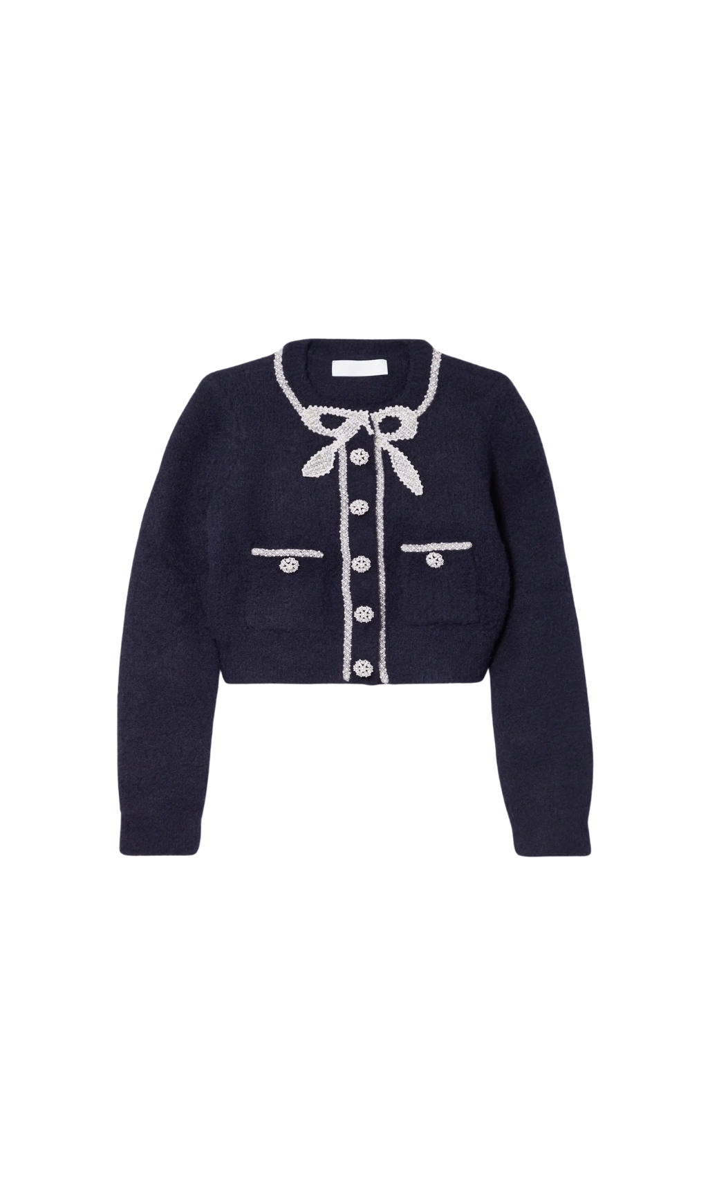 NAVY BOW CARDIGAN SOFT KNIT, CASUAL ELEGANCE