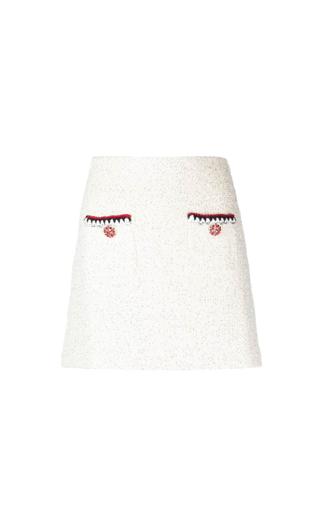 CREAM SEQUIN KNIT MIDI SKIRT FOR PARTY