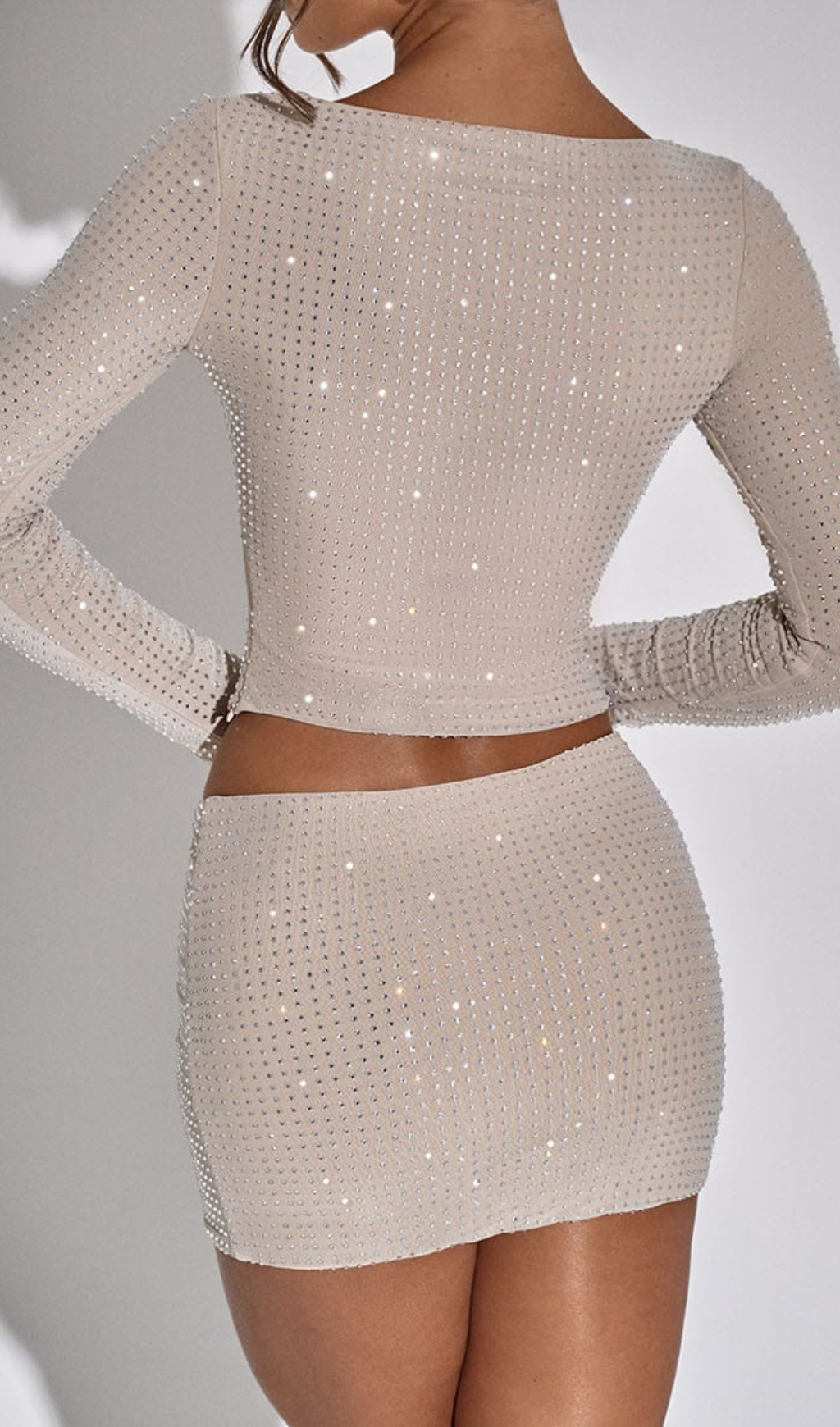 NUDE TWO PIECE SET - ELEGANT OCCASION OUTFIT