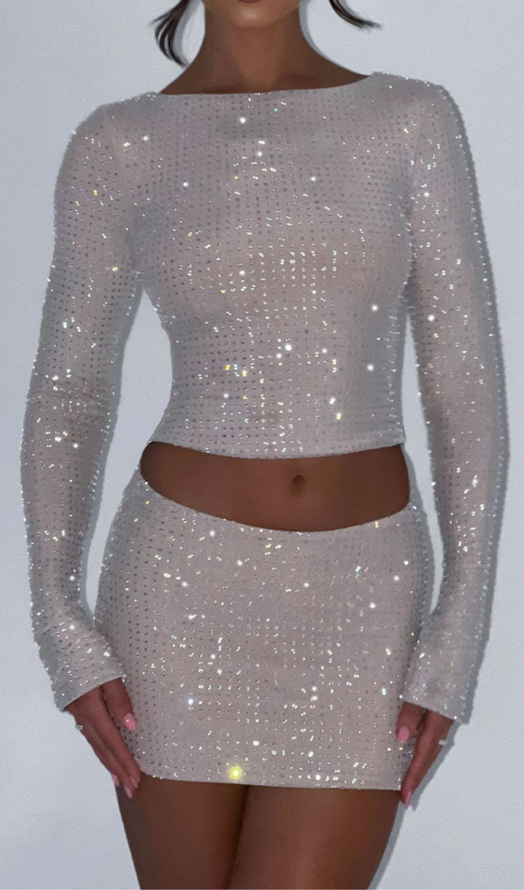NUDE TWO PIECE SET - ELEGANT OCCASION OUTFIT