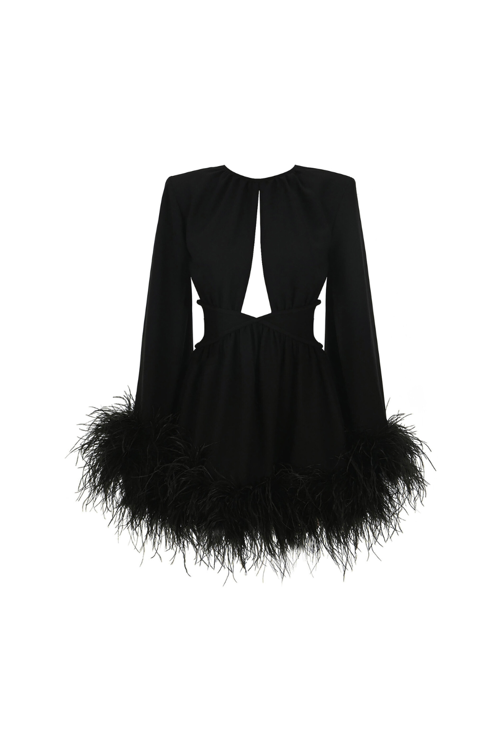 ORNELIA FEATHER TRIM DRESS FOR HOLIDAY PARTIES
