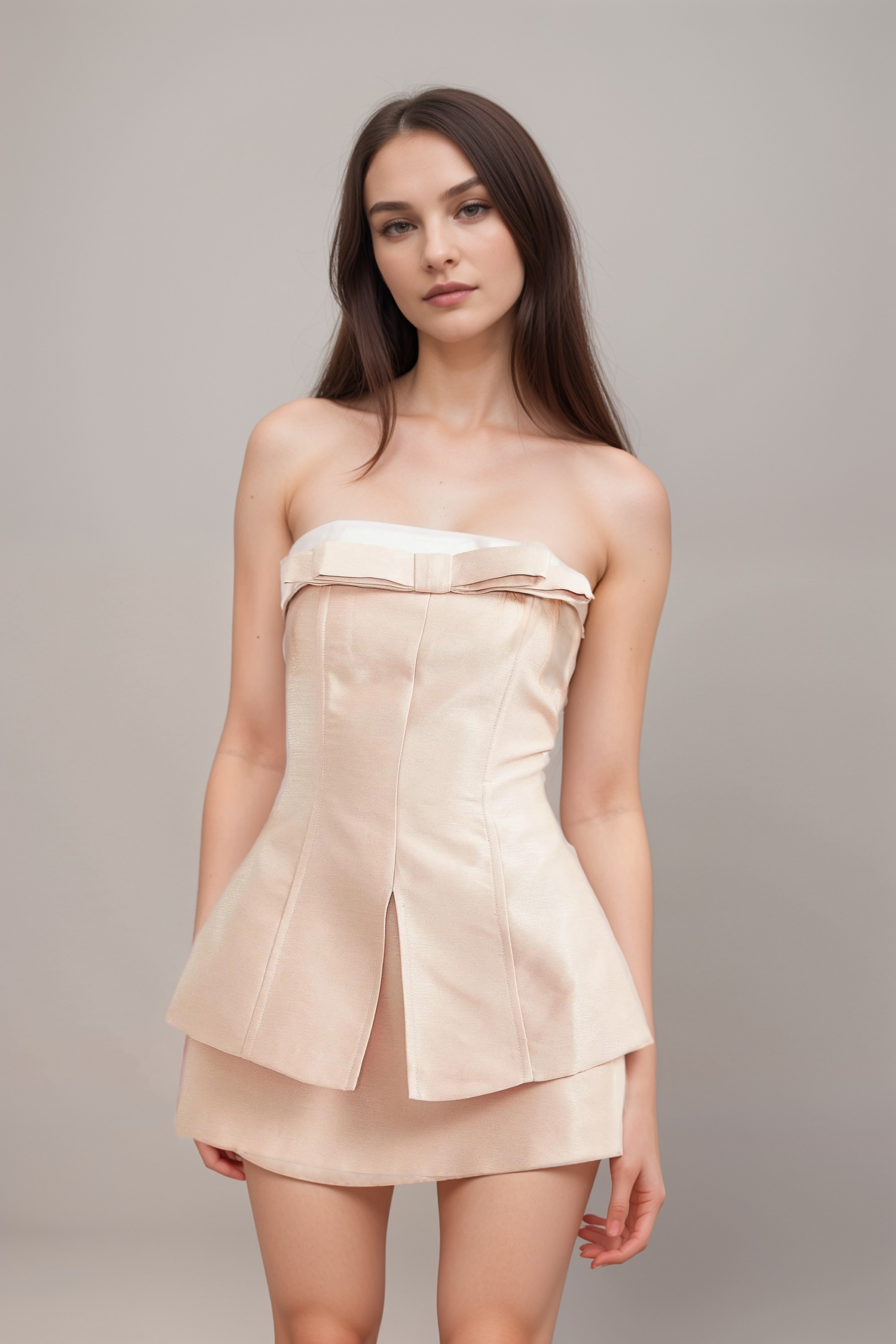 Élodie bowknot set, pink top and skirt set, women’s matching set, elegant bowknot outfit, coordinated pink ensemble, chic skirt and top set, feminine pink outfit, stylish matching set, refined casual wear