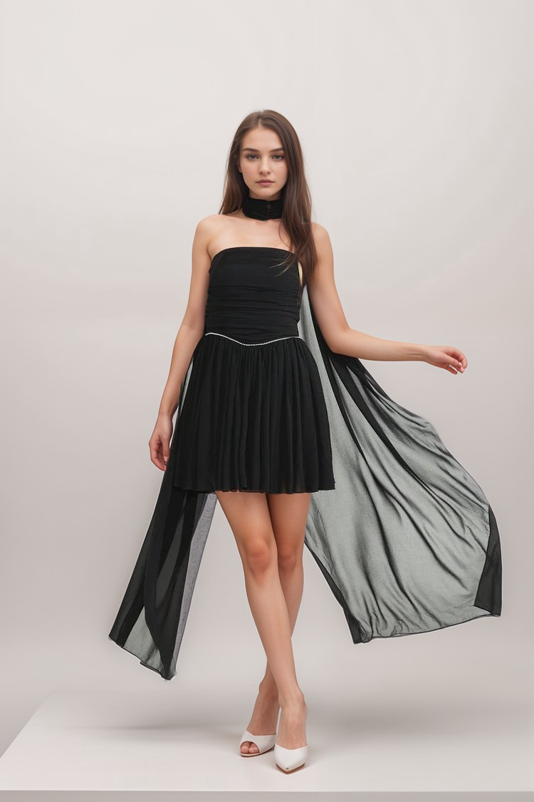 NADINE EMBELLISHED PLEATED MIDI DRESS